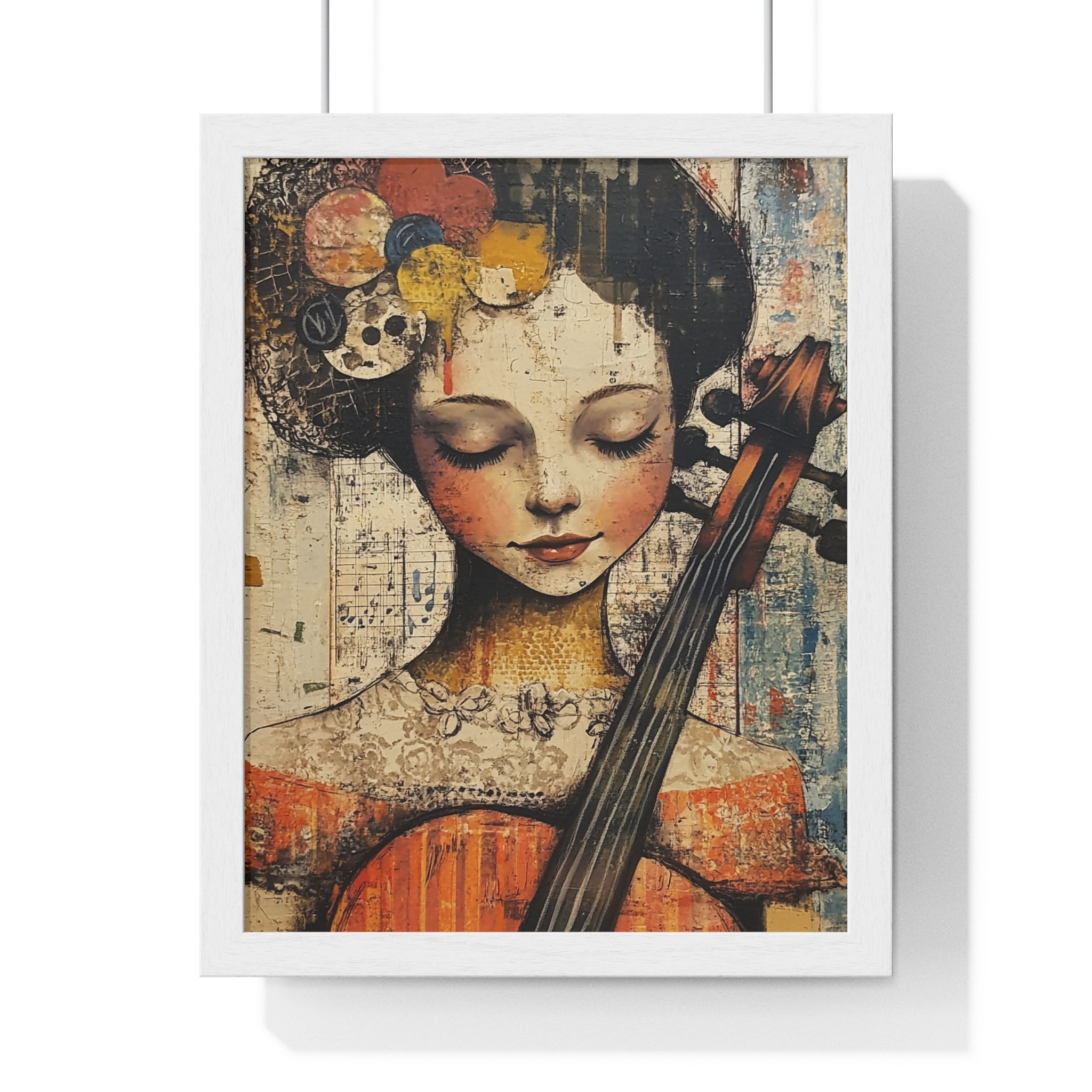 Girl With A Violin Vertical Framed Poster, Artsulli - Art is Long, Life is Short, Poster, Size, 11″ x 14″, Color, White, , , 97749044665122476851