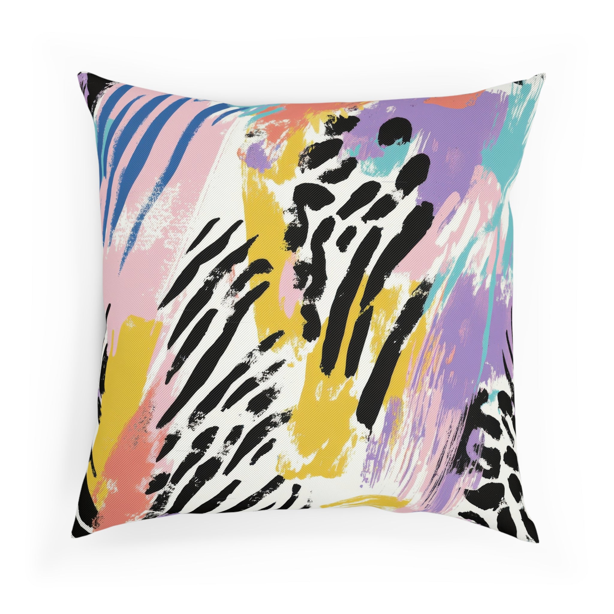 Wild Zebra Stripes x Paint Brush Strokes Multi-Color Cushion, Artsulli - Art is Long, Life is Short, Home Decor, , , , , , , 