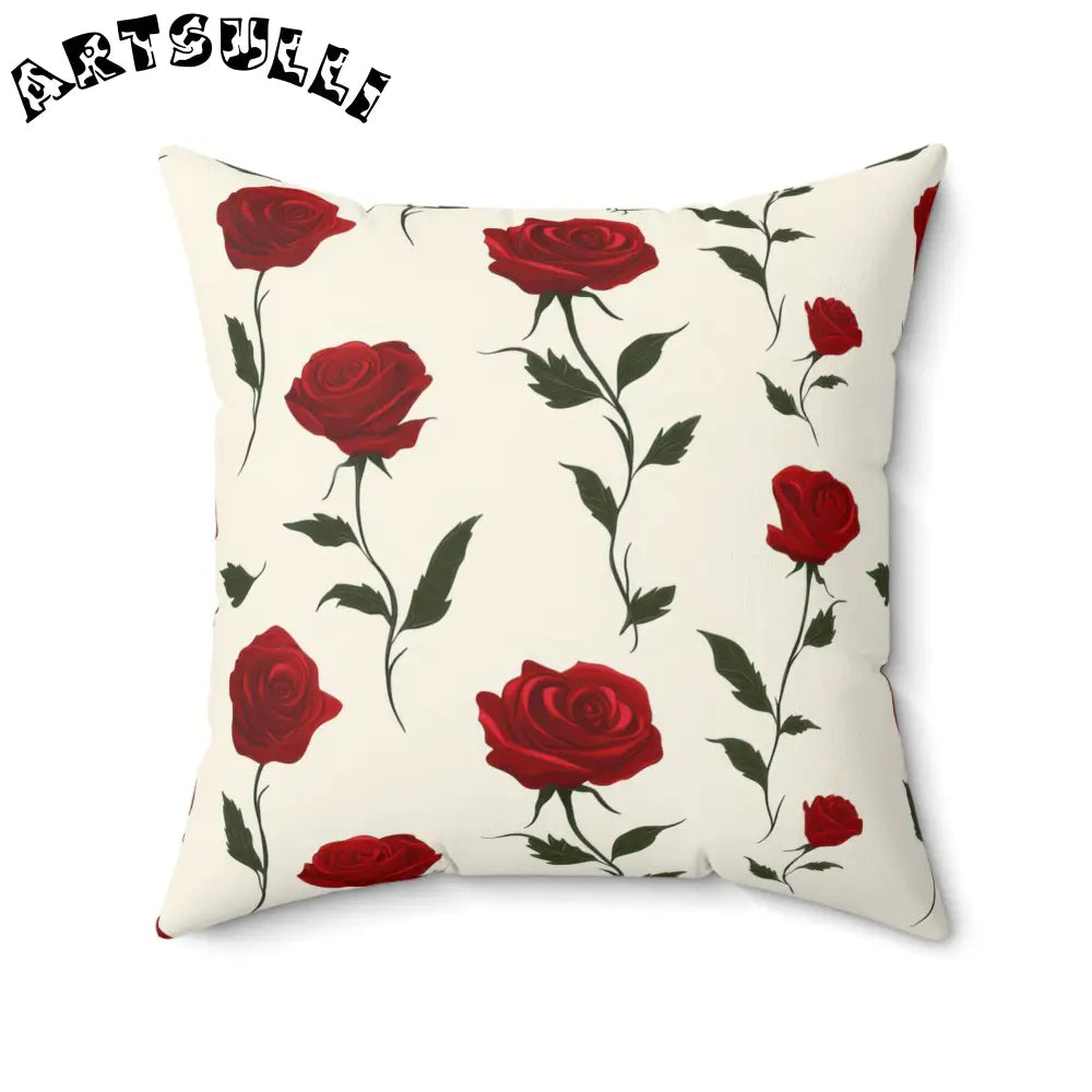 JAKKOUTTHEBXX Red Roses Spun Polyester Square Pillow JAKKOUTTHEBXX