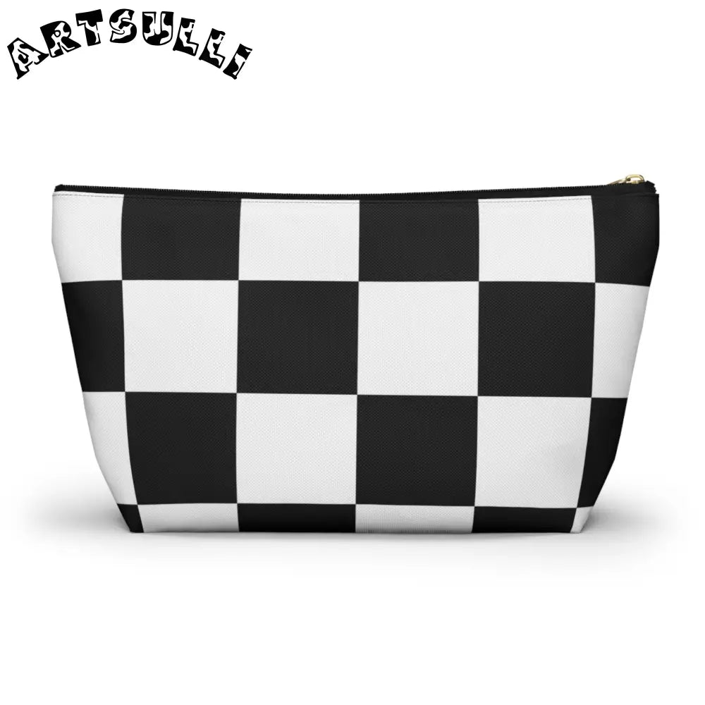 JAKKOUTTHEBXX Checkerboard Black and White Accessory Pouch w