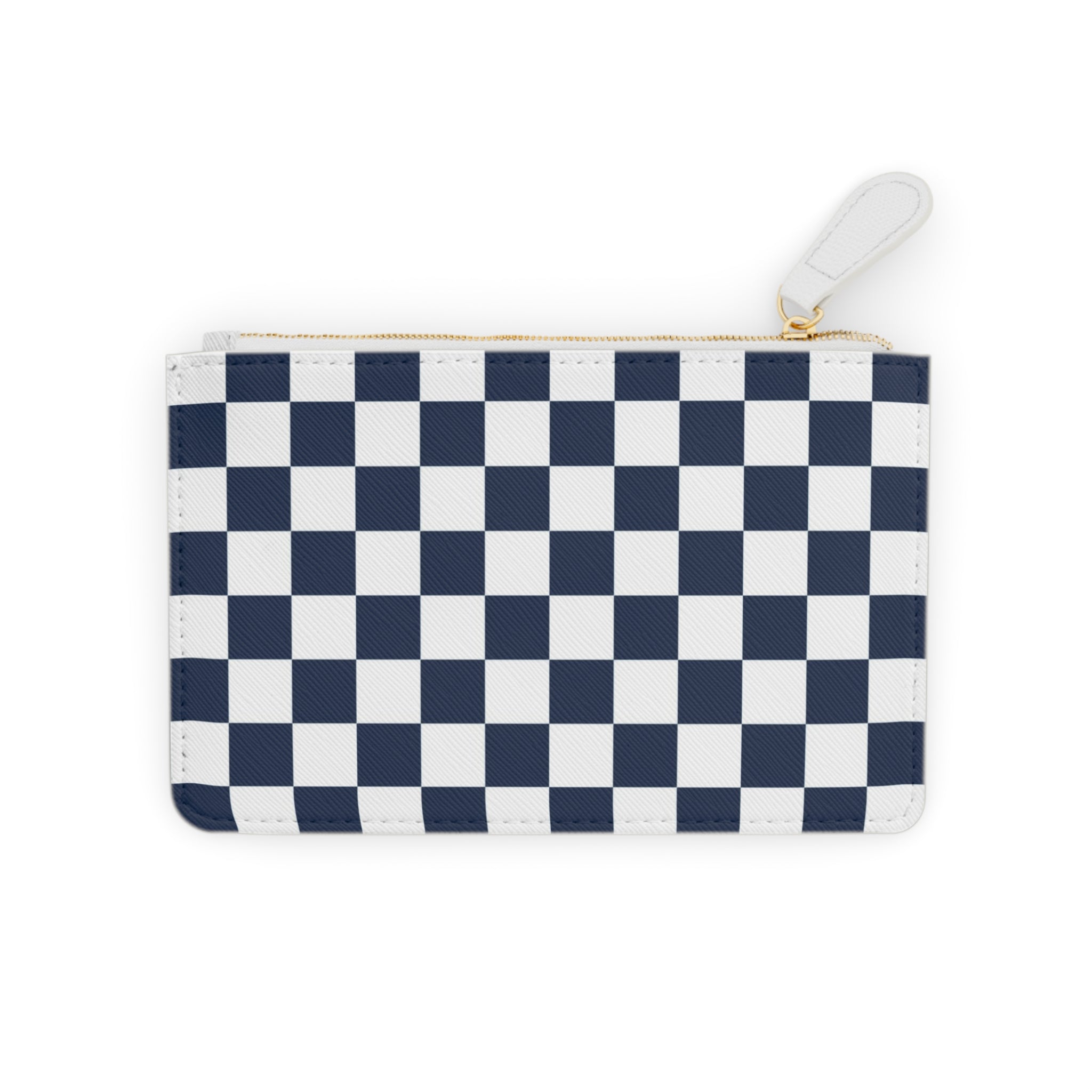 Checkerboard White and Navy Blue Mini Clutch Bag, Artsulli - Art is Long, Life is Short, Bags, Size, 6.3” x 4”, Color, White, , , 25105697455545875550