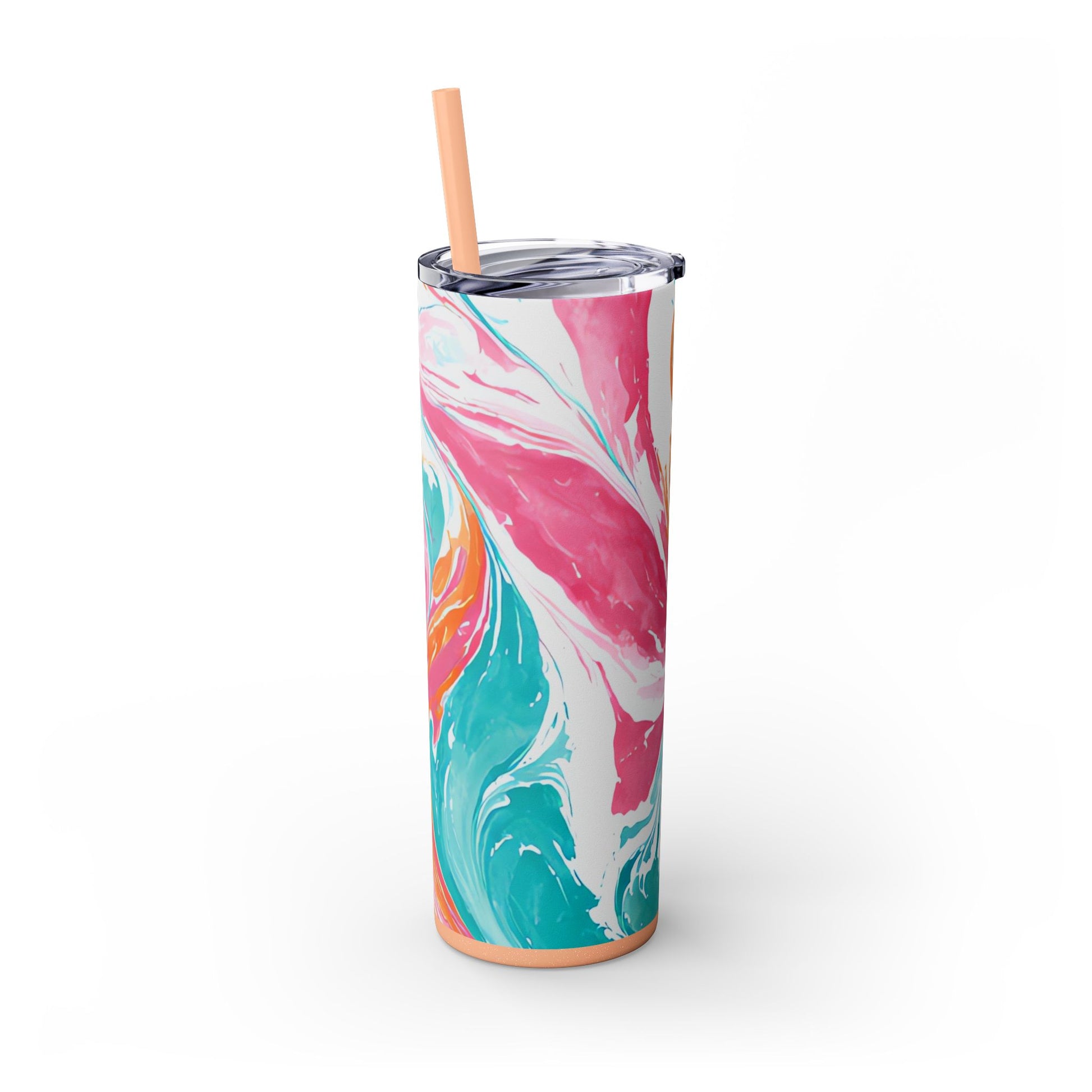 Liquid Pastel Spill Multi-Color Skinny Tumbler with Straw, 20oz, Artsulli - Art is Long, Life is Short, Mug, , , , , , , 