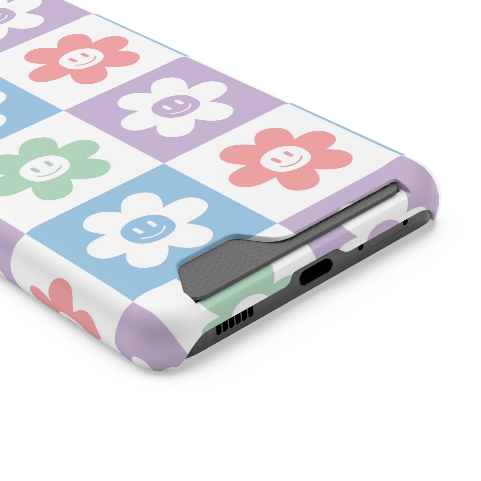 Chessboard x Smiley Face Flowers Multi-Color Phone Case With Card Holder, Artsulli - Art is Long, Life is Short, Phone Case, , , , , , , 