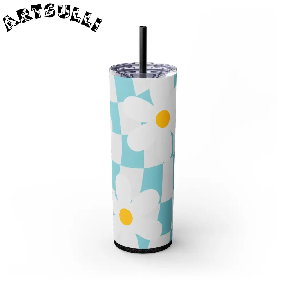 JAKKOUTTHEBXX Trippy Check Garden Skinny Tumbler with Straw 20oz