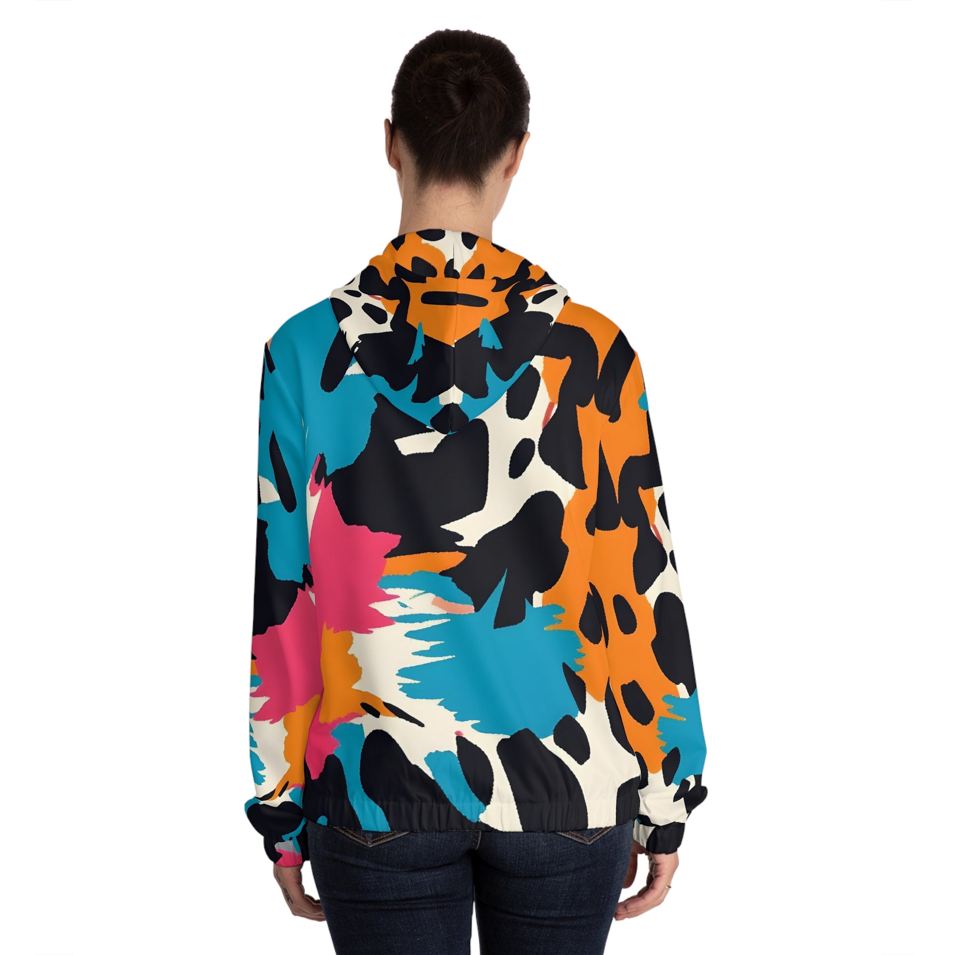Wild Brush Strokes x Animal Print Multi-Color Women’s Full-Zip Hoodie (AOP), Artsulli - Art is Long, Life is Short, All Over Prints, , , , , , , 