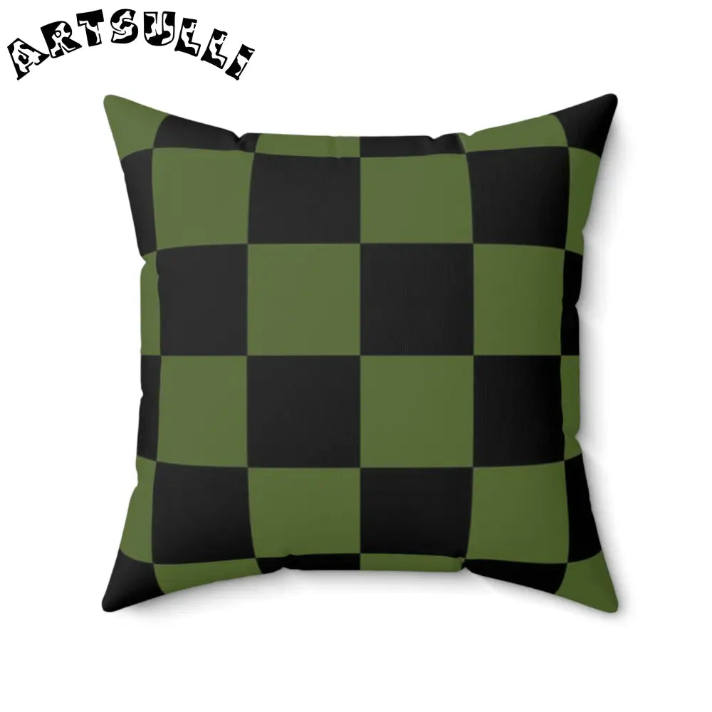 JAKKOUTTHEBXX Checkerboard Olive Green and Black Spun Polyester