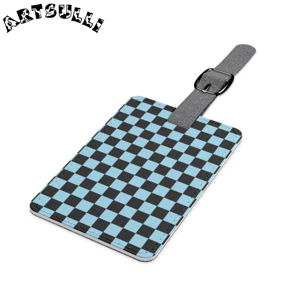 JAKKOUTTHEBXX Checkerboard Black and Blue Saffiano Polyester Luggage