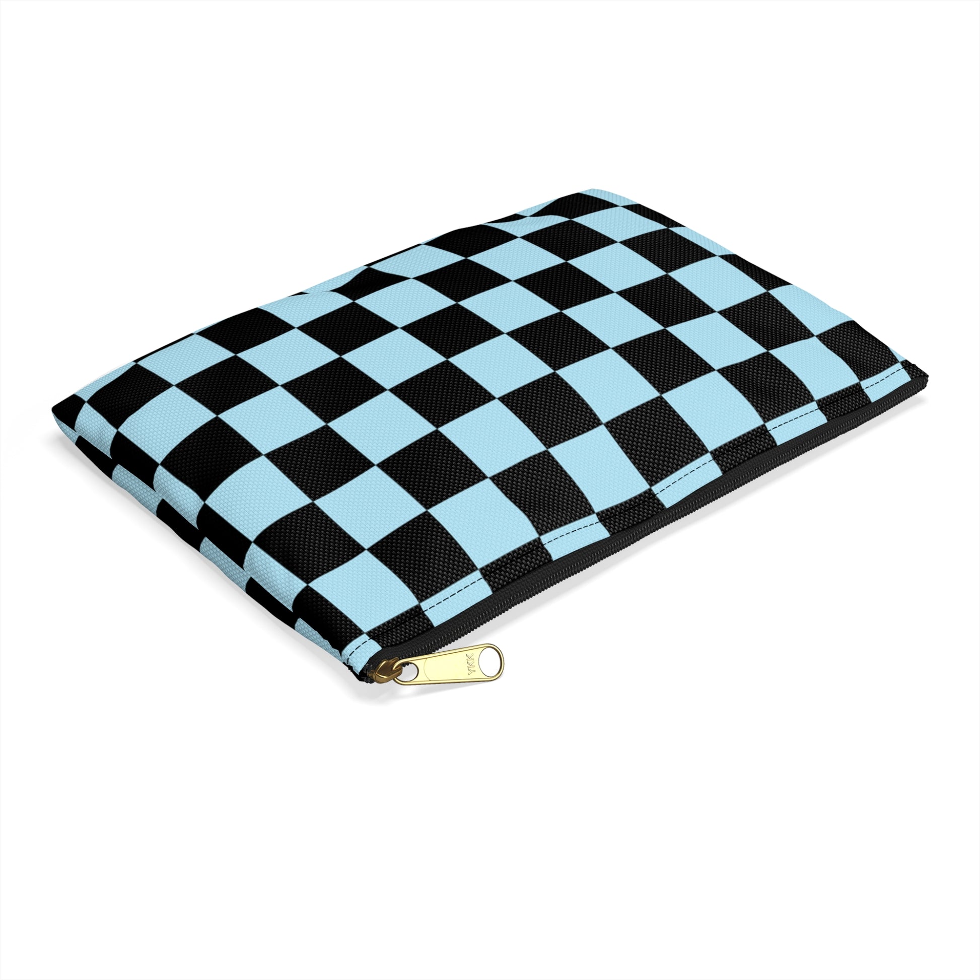 Checkerboard Black and Blue Accessory Pouch, Artsulli - Art is Long, Life is Short, Bags, , , , , , , 