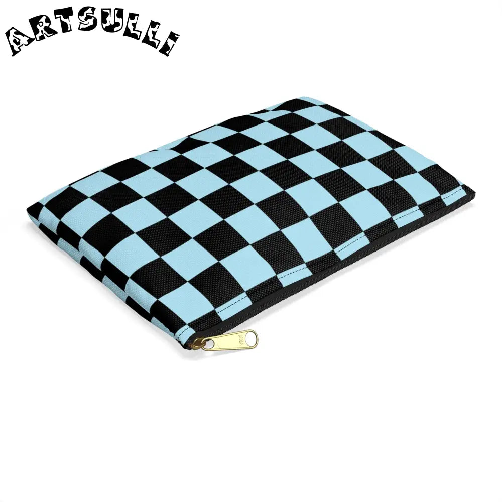 JAKKOUTTHEBXX Checkerboard Black and Blue Accessory Pouch