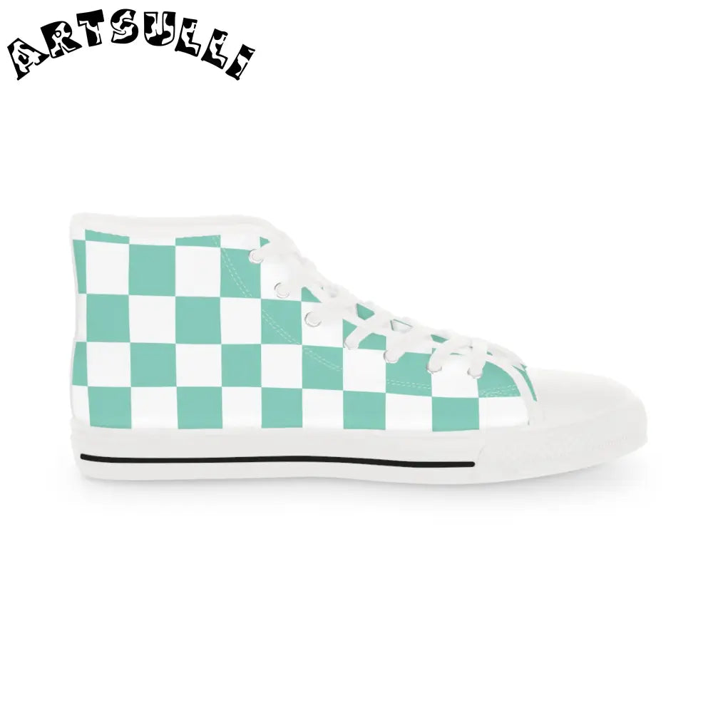 JAKKOUTTHEBXX Checkerboard Light Green Men’s High Top Sneakers