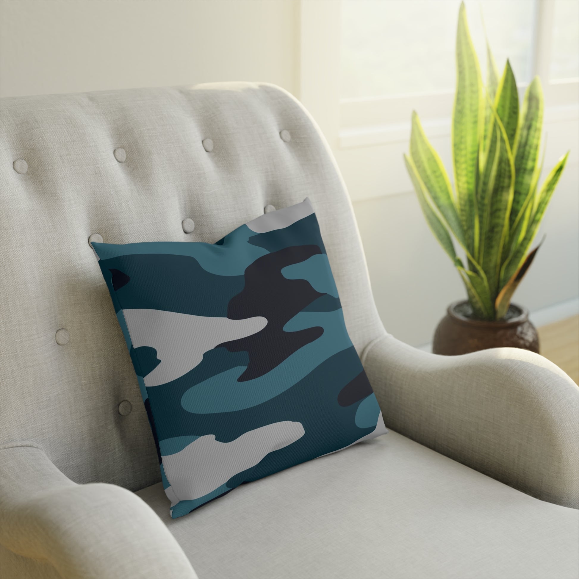 Blue Camouflage Cushion, Artsulli - Art is Long, Life is Short, Home Decor, , , , , , , 