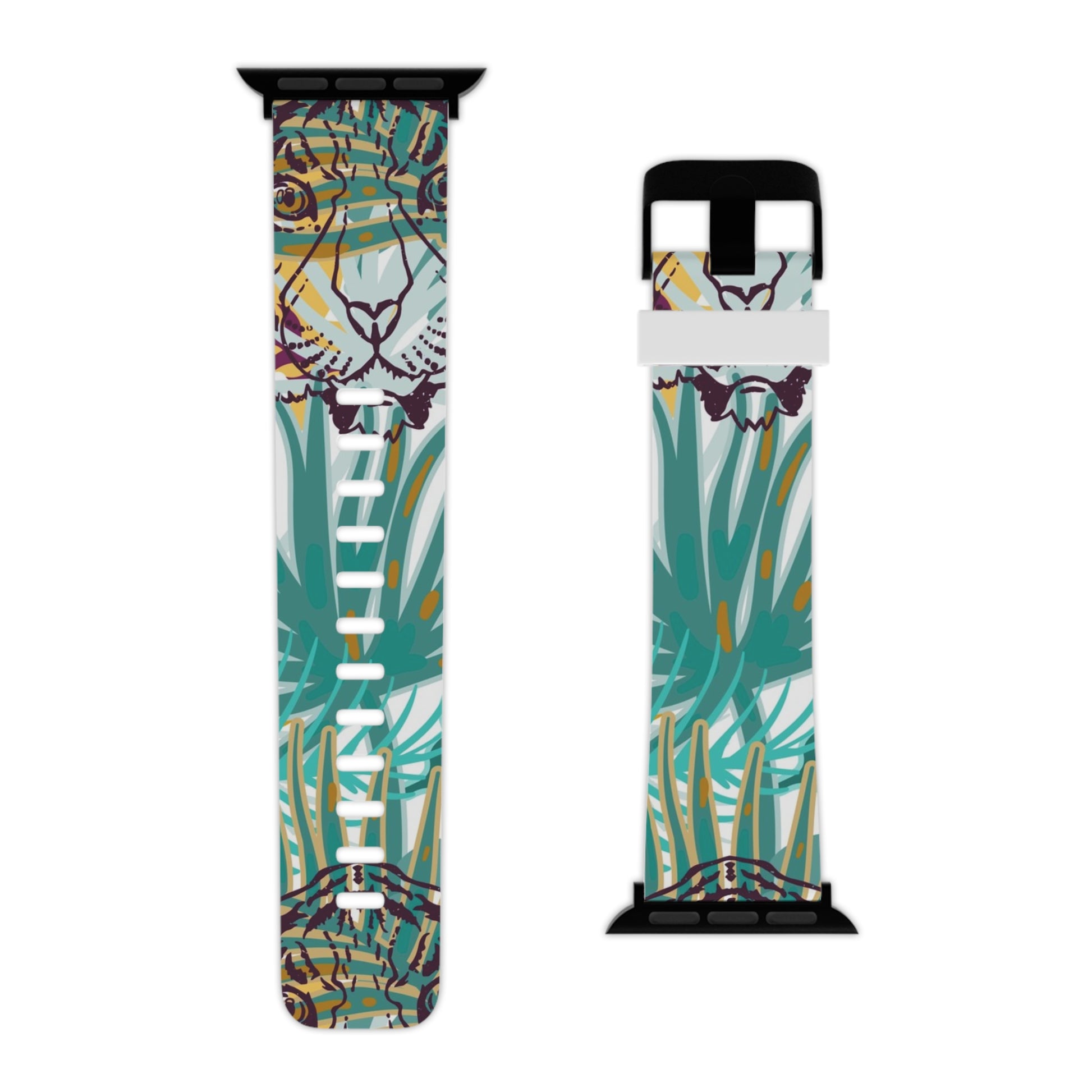 Tropical Jungle Tigers Brown and Green Watch Band for Apple Watch, Artsulli - Art is Long, Life is Short, Accessories, , , , , , , 