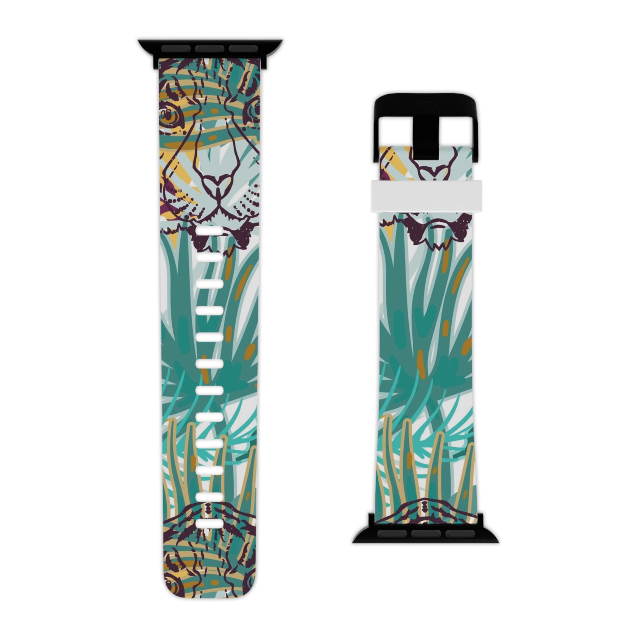 Tropical Jungle Tigers Brown and Green Watch Band for Apple Watch, Artsulli - Art is Long, Life is Short, Accessories, , , , , , , 
