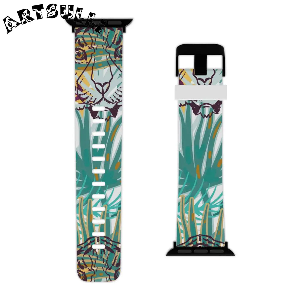 JAKKOUTTHEBXX Tropical Jungle Tigers Brown and Green Watch Band