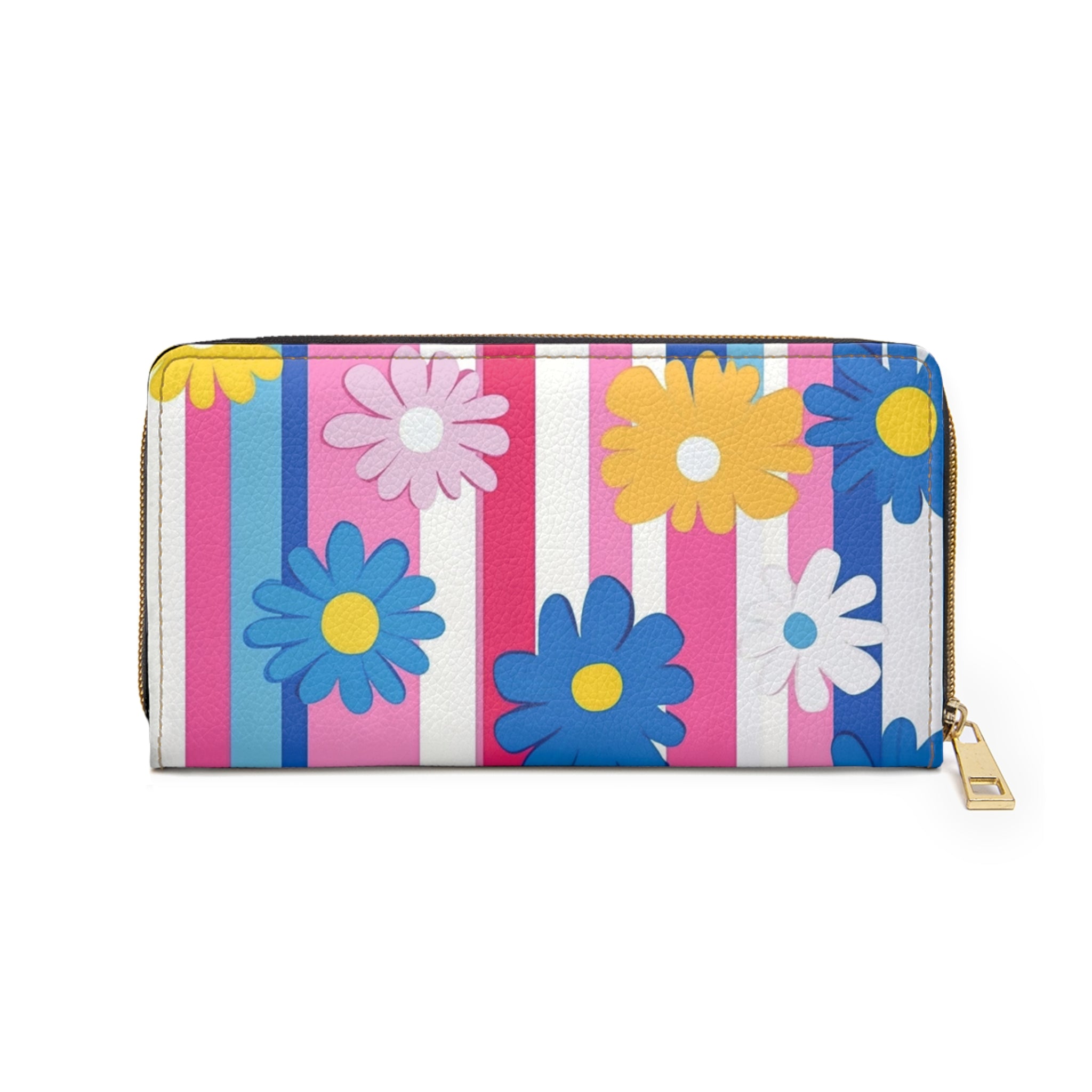 Flowers x Stripes Multi-Color II Zipper Wallet, Artsulli - Art is Long, Life is Short, Accessories, , , , , , , 