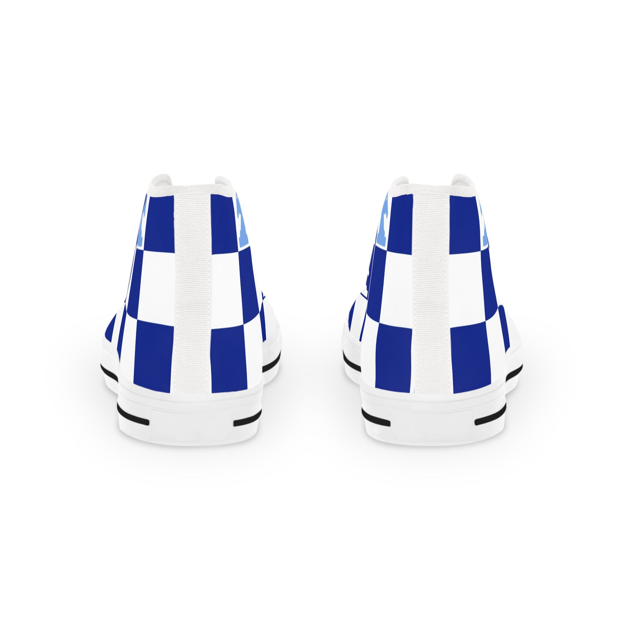 Chessboard Navy Blue Men's High Top Sneakers, Artsulli - Art is Long, Life is Short, Shoes, , , , , , , 