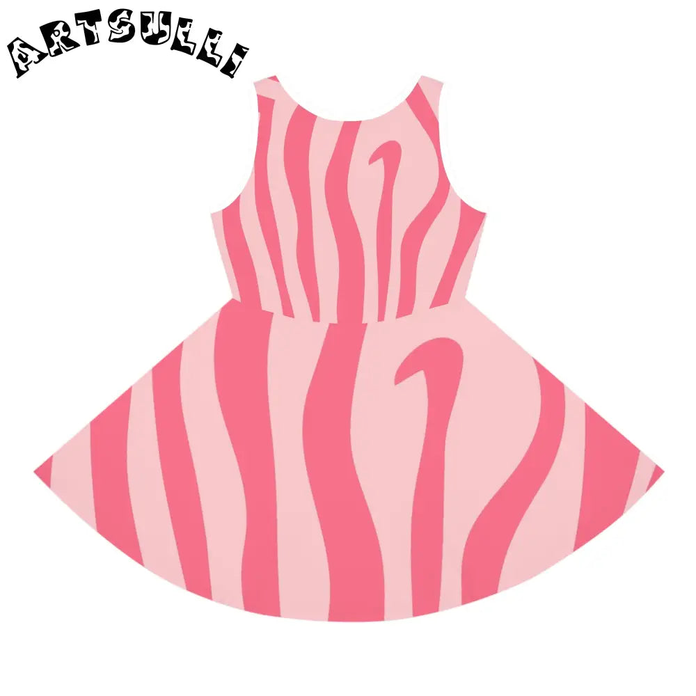 JAKKOUTTHEBXX Pink Wavy Art Printed Sleeveless Sundress 2025