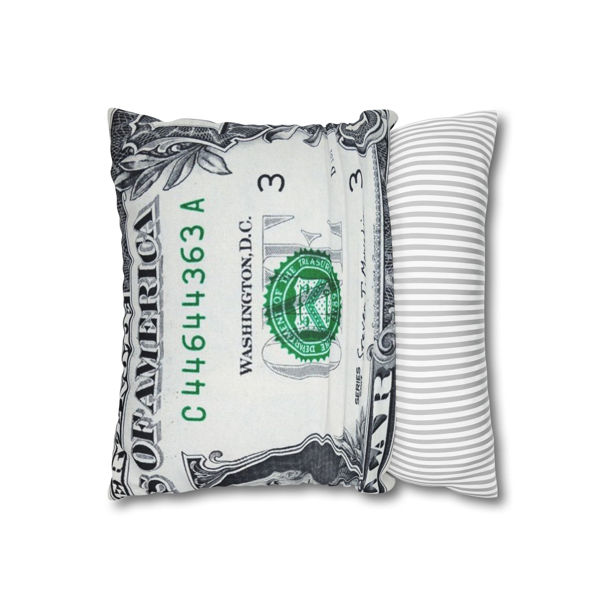 Money Collage Spun Polyester Square Pillowcase, Artsulli - Art is Long, Life is Short, Home Decor, , , , , , , 