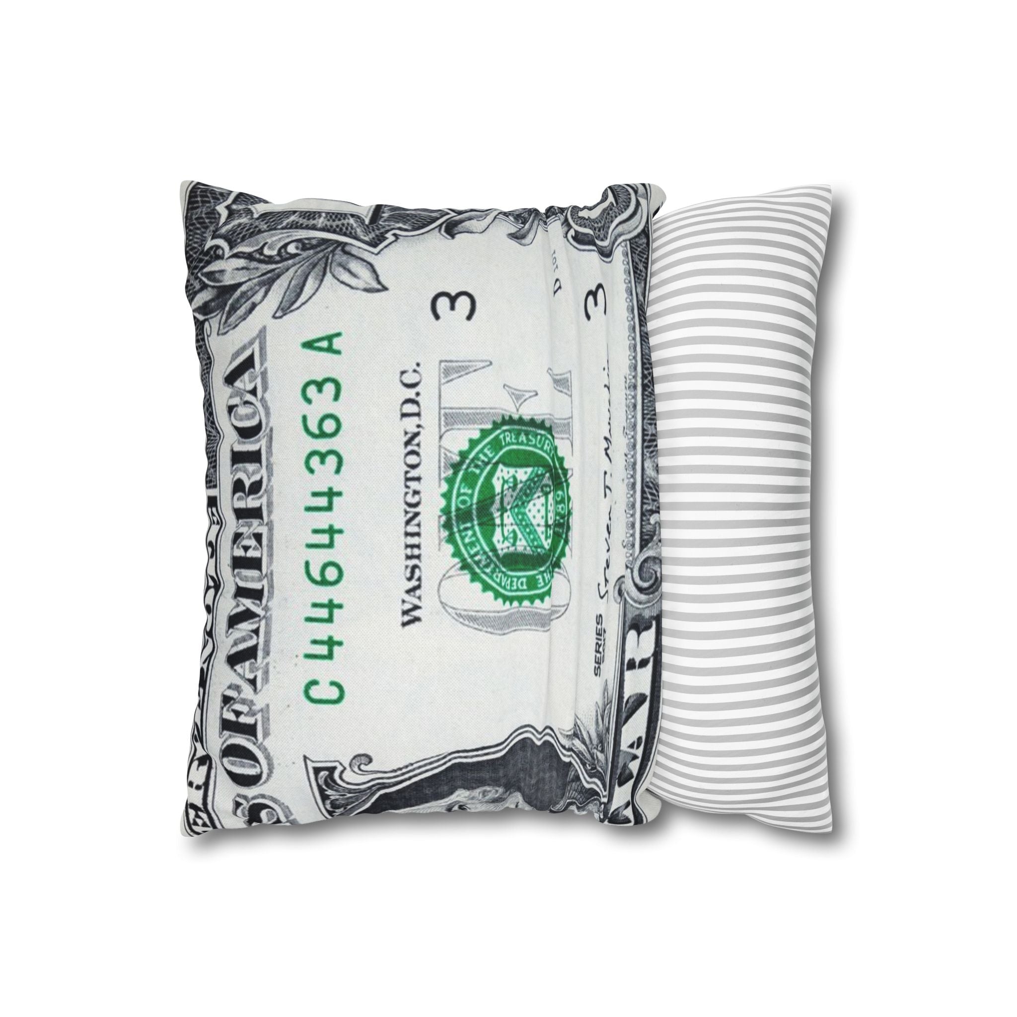Money Collage Spun Polyester Square Pillowcase, Artsulli - Art is Long, Life is Short, Home Decor, , , , , , , 