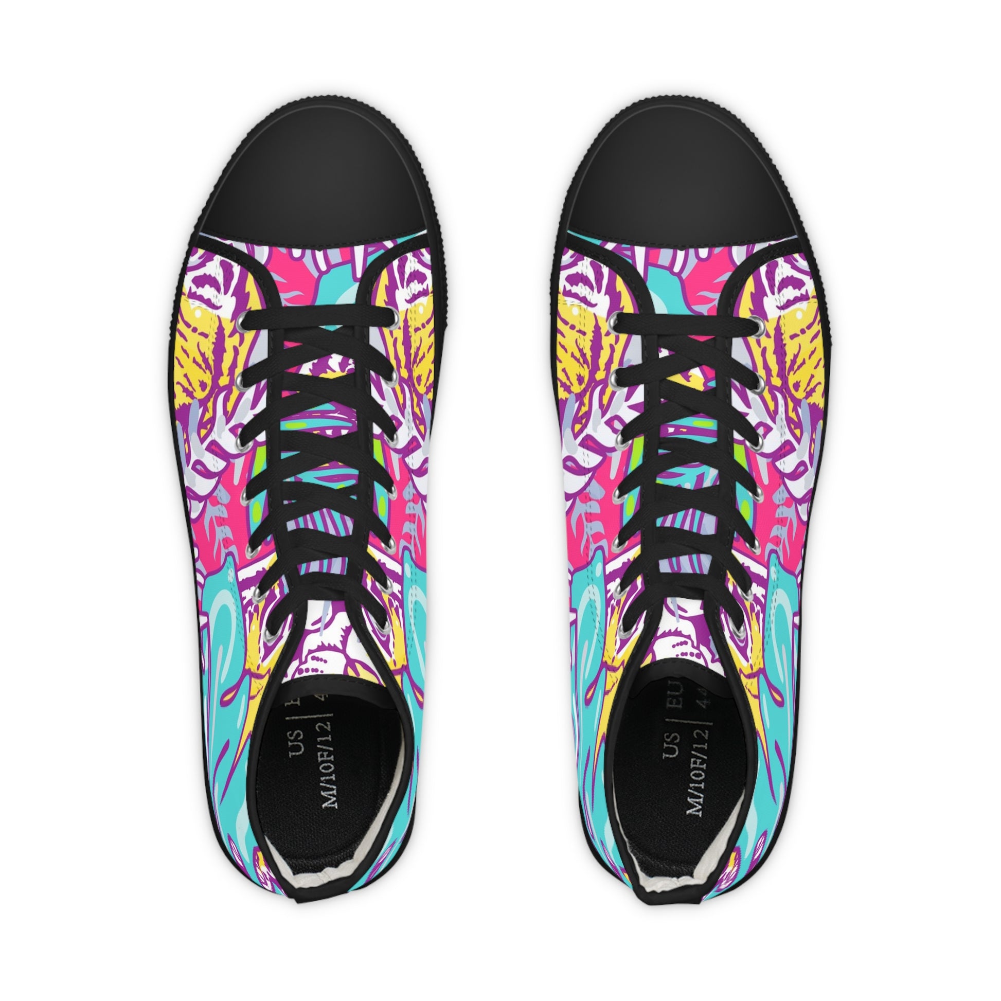 Tropical Jungle Tigers Torquise and Purple Men's High Top Sneakers, Artsulli - Art is Long, Life is Short, Shoes, , , , , , , 