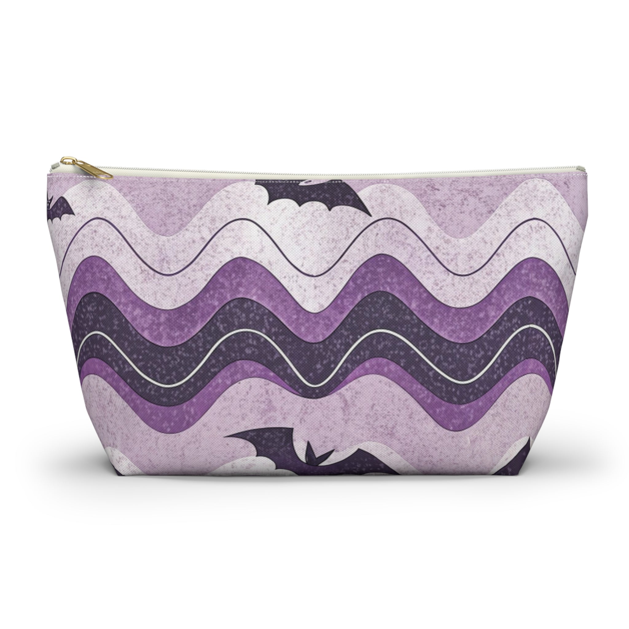Bat Wave Accessory Pouch w T-bottom, Artsulli - Art is Long, Life is Short, Bags, Size, Large, Color, White zipper, , , 26225359259340