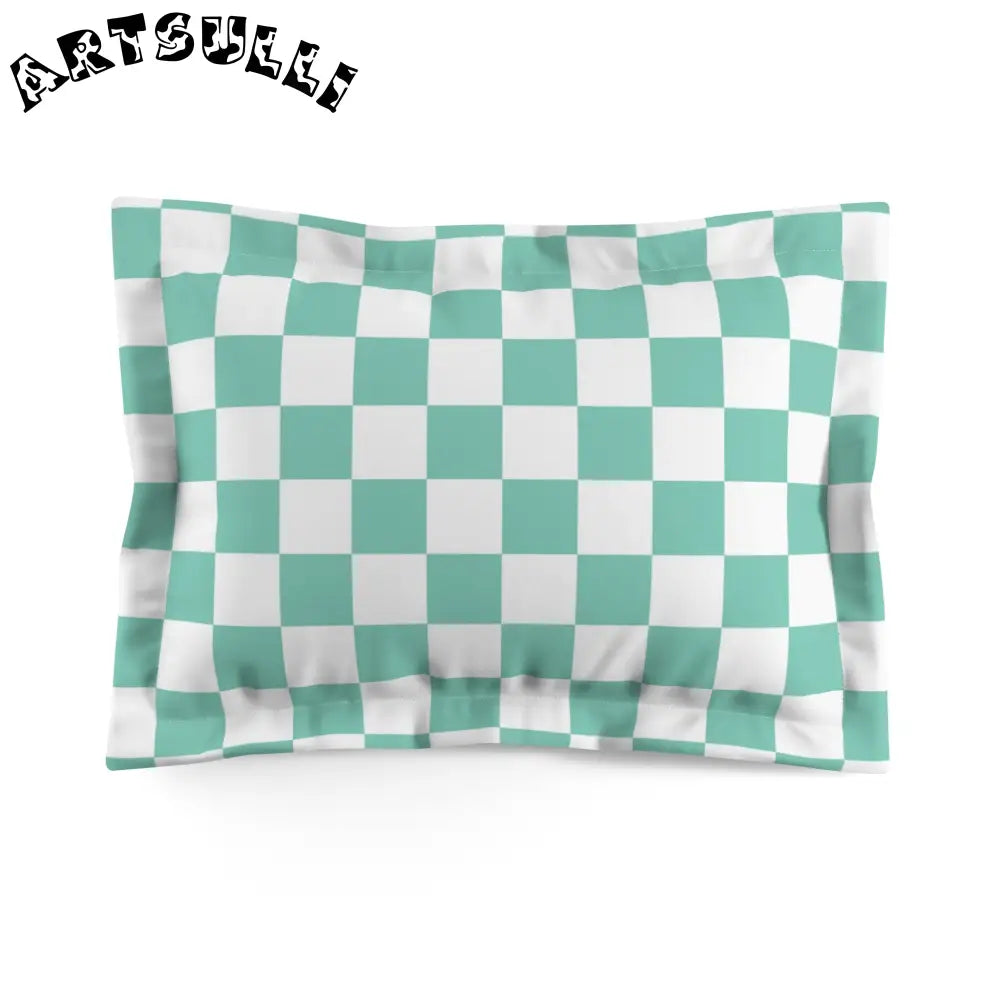 JAKKOUTTHEBXX Checkerboard Light Green Microfiber Pillow Sham