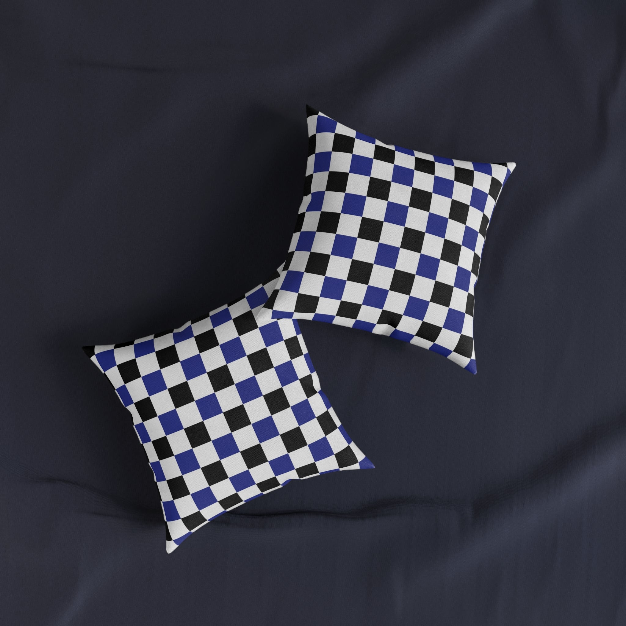 Checkerboard Blue White and Black Square Pillow, Artsulli - Art is Long, Life is Short, Home Decor, , , , , , , 