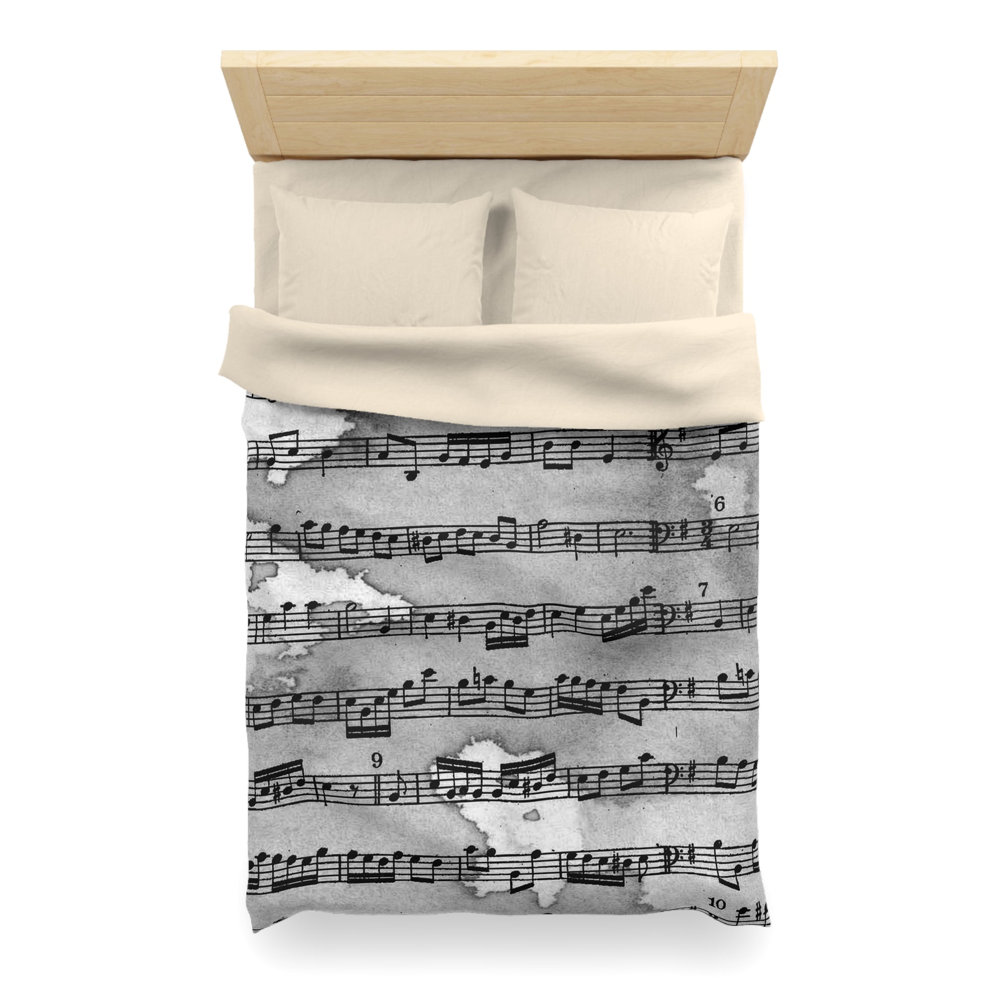 Drip Spill Type Beat Sheet Music Black Microfiber Duvet Cover, Artsulli - Art is Long, Life is Short, Home Decor, , , , , , , 