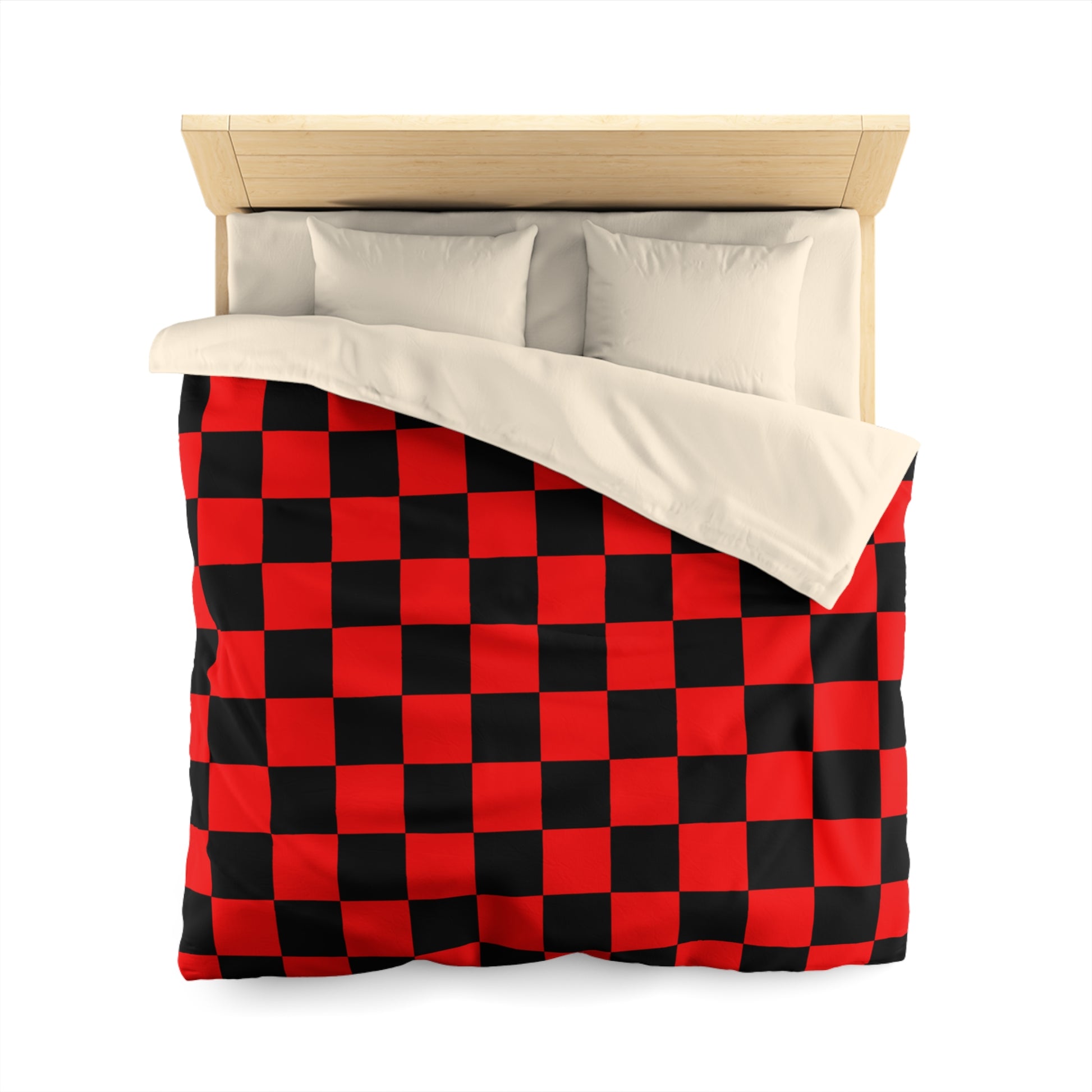 Checkerboard Red and Black Microfiber Duvet Cover, Artsulli - Art is Long, Life is Short, Home Decor, , , , , , , 