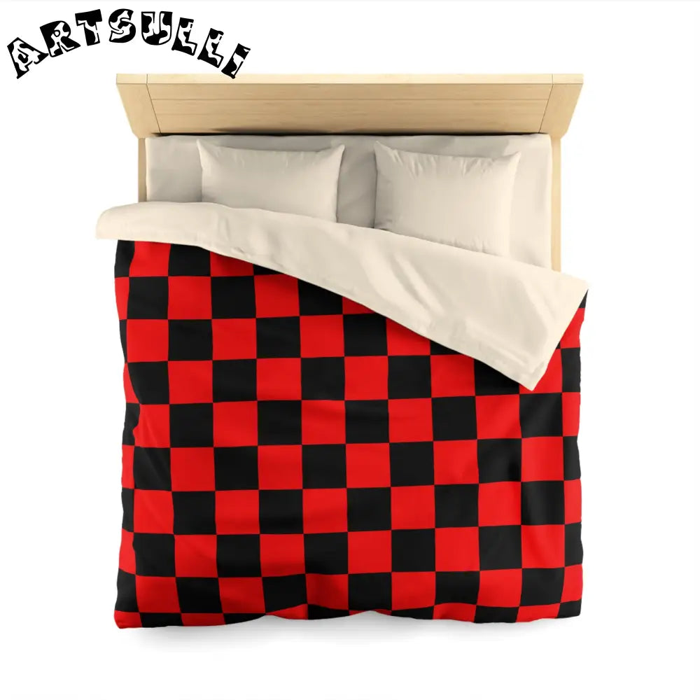 JAKKOUTTHEBXX Checkerboard Red and Black Microfiber Duvet Cover