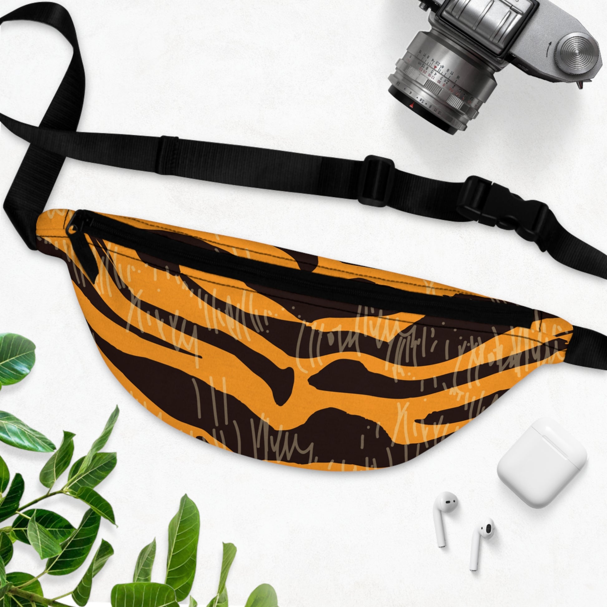 Tiger Scratches Orange & Black Fanny Pack, Artsulli - Art is Long, Life is Short, Bags, , , , , , , 