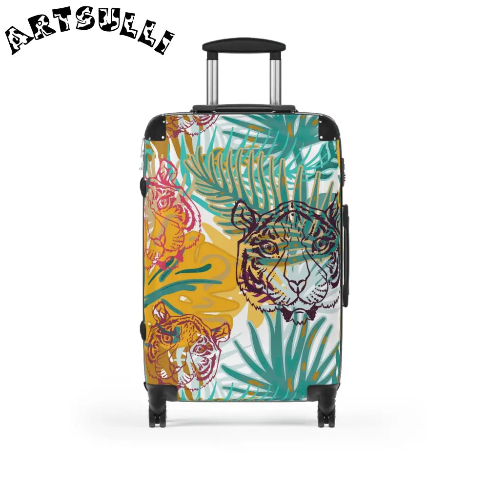 JAKKOUTTHEBXX Tropical Jungle Tigers Brown and Green Suitcase