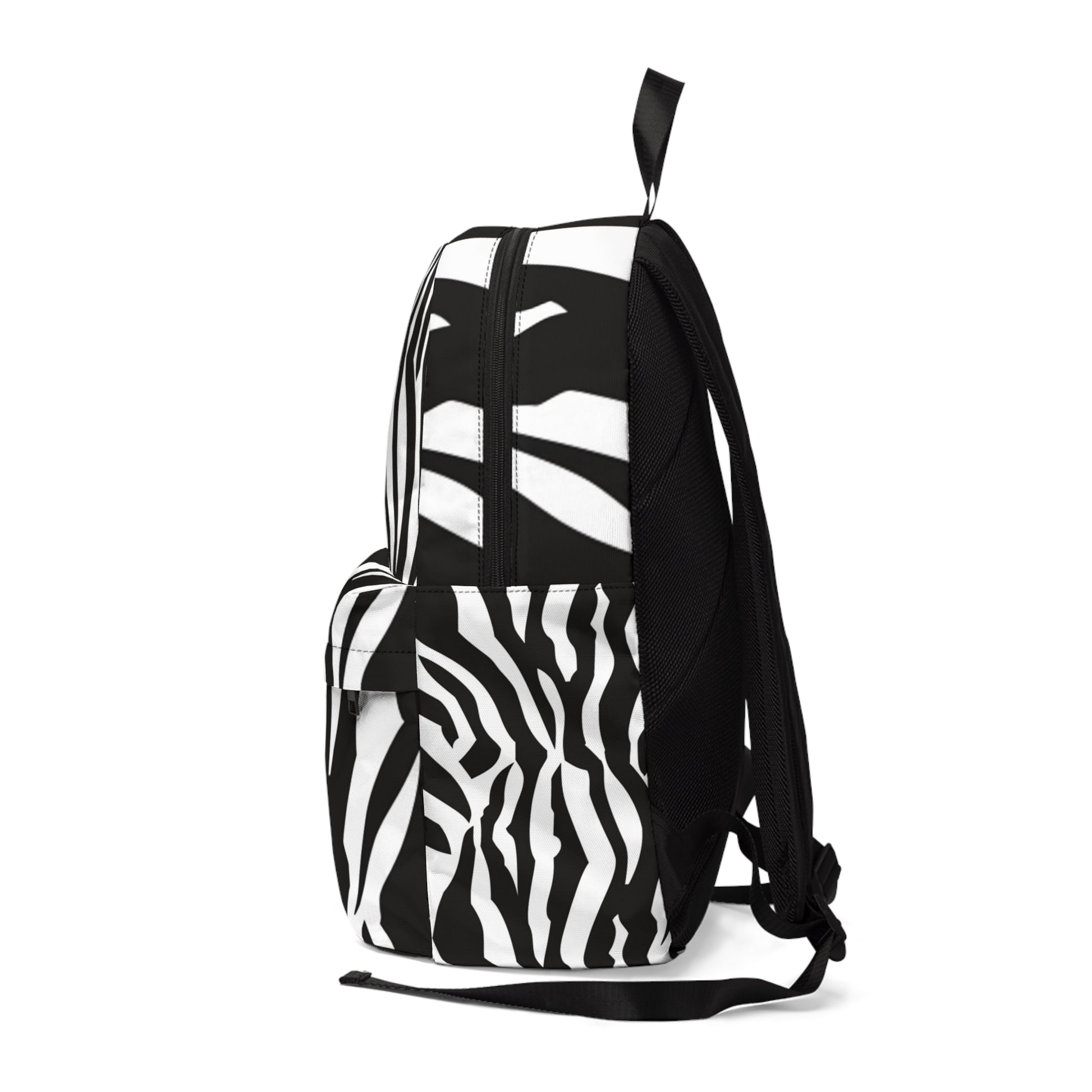 Black  White Drag Zebra Fabric Unisex Classic Backpack, Artsulli - Art is Long, Life is Short, Bags, , , , , , , 