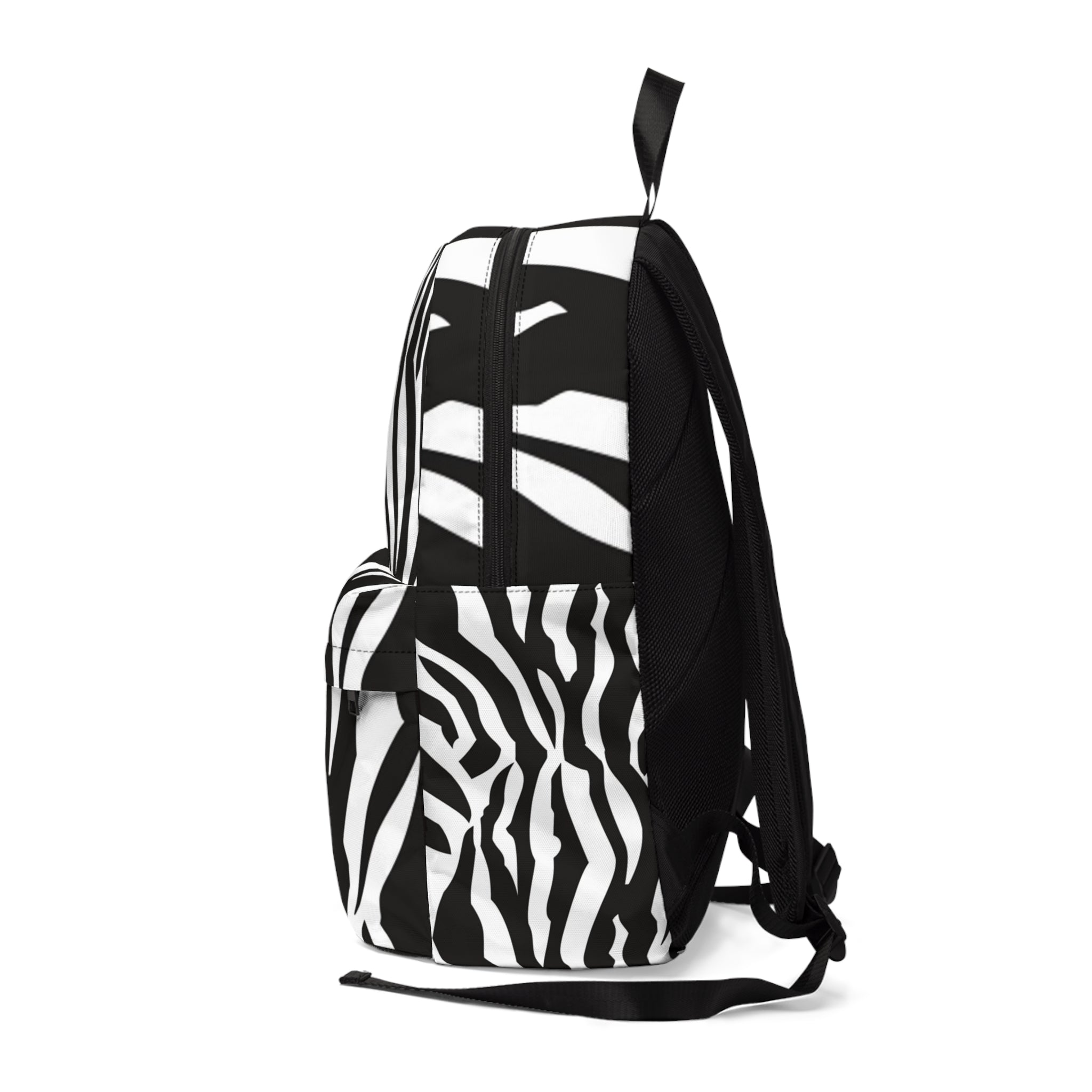 Black  White Drag Zebra Fabric Unisex Classic Backpack, Artsulli - Art is Long, Life is Short, Bags, , , , , , , 
