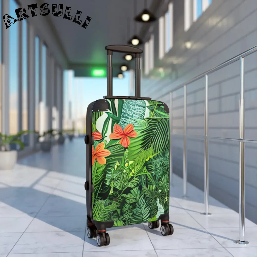 JAKKOUTTHEBXX Tropical Leaf Flower Carry On Luggage with Adjustable