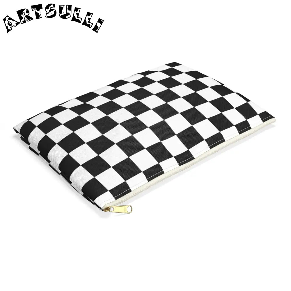 JAKKOUTTHEBXX Checkerboard White and Black Accessory Pouch