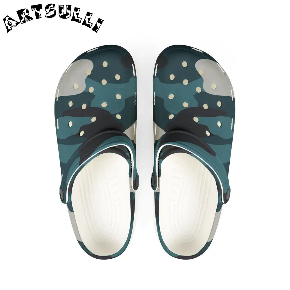 JAKKOUTTHEBXX Blue Camouflage EVA Foam Rubber Shoes (AOP)