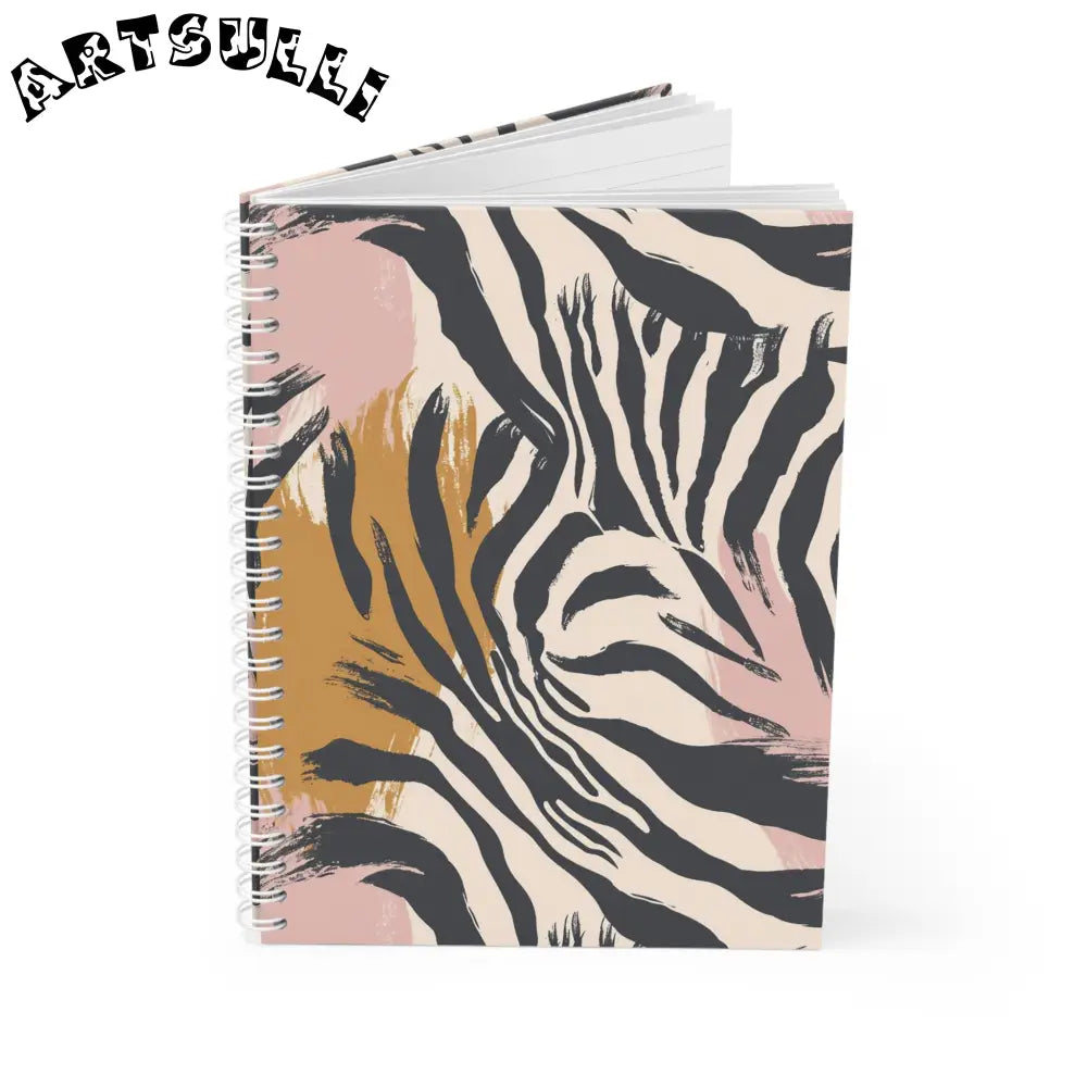 JAKKOUTTHEBXX Wide Ruled Spiral Notebook Zebra Print Abstract Color