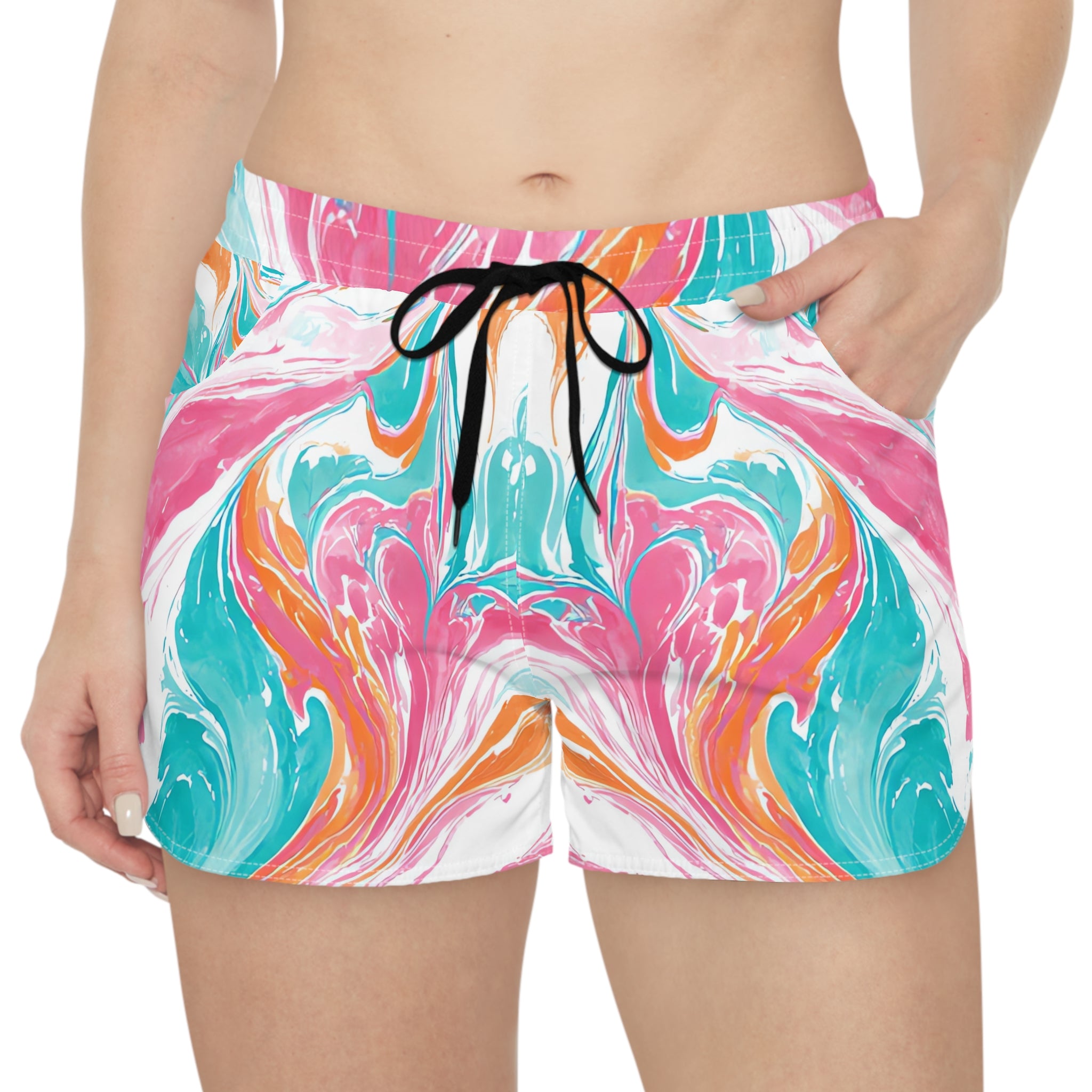 Liquid Pastel Spill Multi-Color Women's Casual Shorts (AOP), Artsulli - Art is Long, Life is Short, All Over Prints, , , , , , , 
