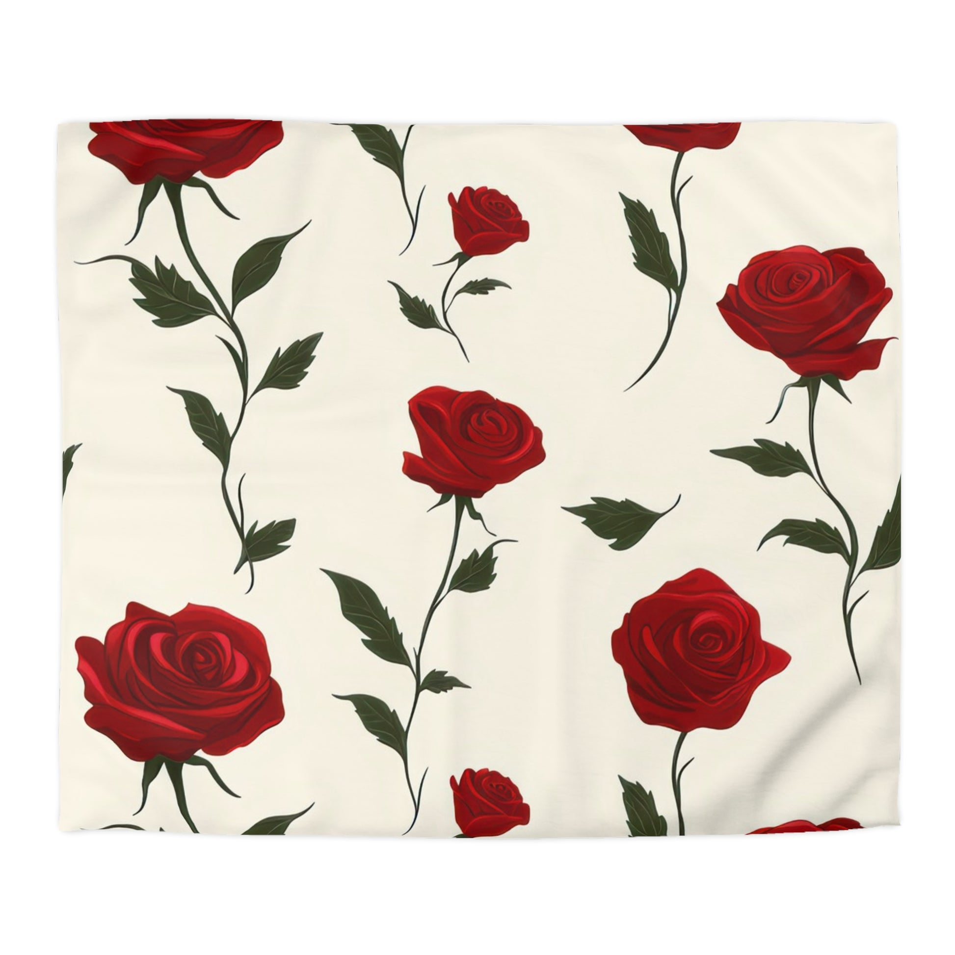 Red Roses Microfiber Duvet Cover, Artsulli - Art is Long, Life is Short, Home Decor, Size, King, Color, Cream, , , 10476829171672