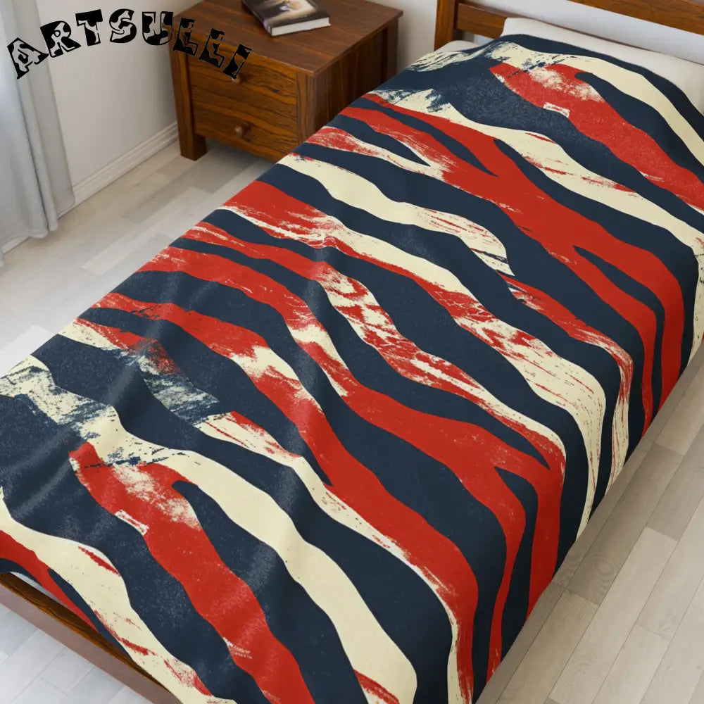 JAKKOUTTHEBXX Capricious Tiger Wave Velveteen Plush Blanket