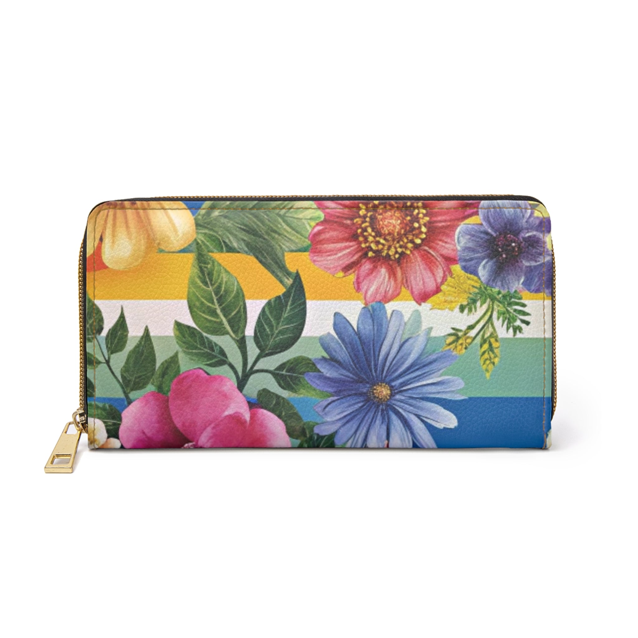 Floral Stripe 4K Zipper Wallet, Artsulli - Art is Long, Life is Short, Accessories, Size, One size, Color, White, , , 32191412119840506347