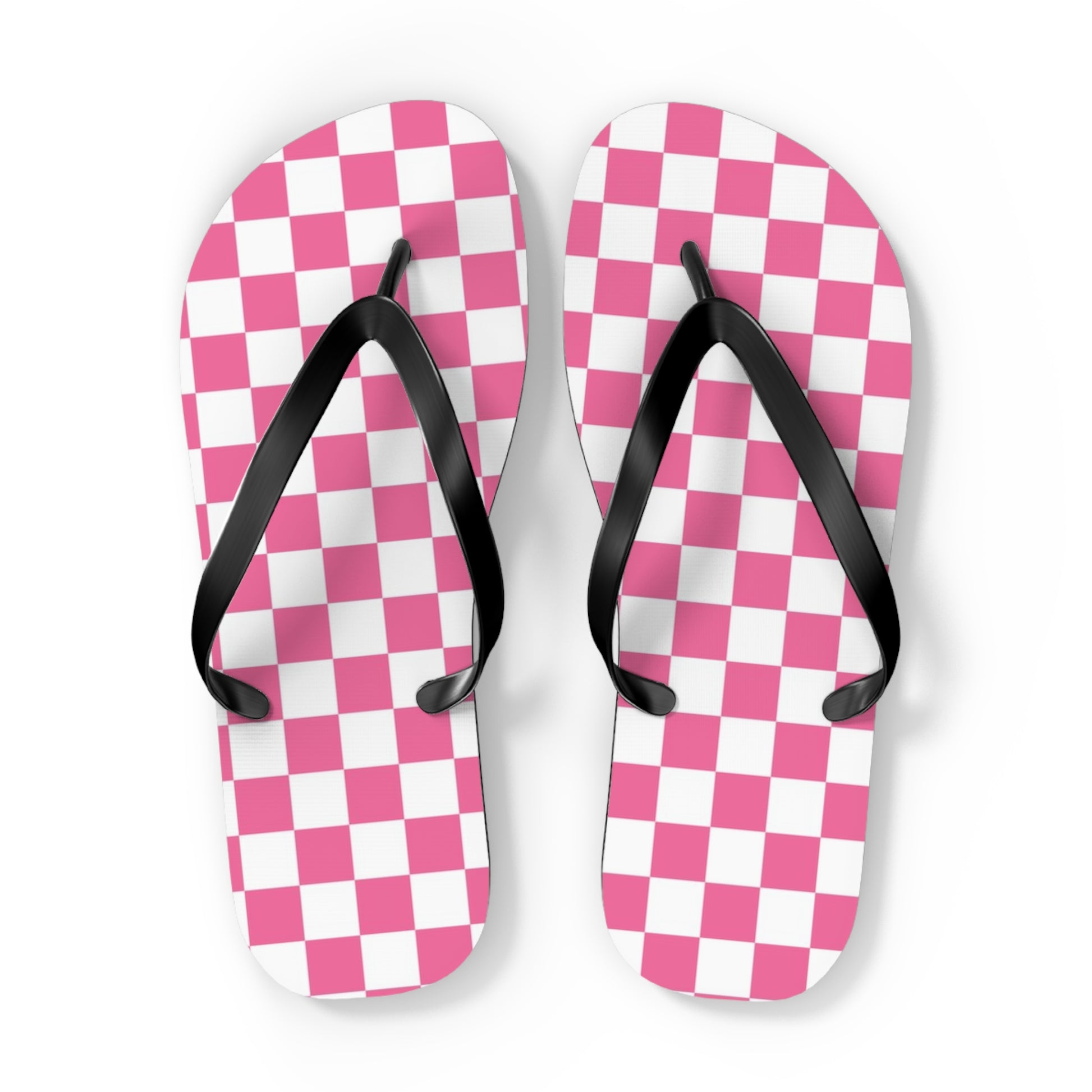 Yuyushiki Pink Check Flip Flops, Artsulli - Art is Long, Life is Short, Shoes, Size, XL, Color, Black sole, , , 19656179223627903780