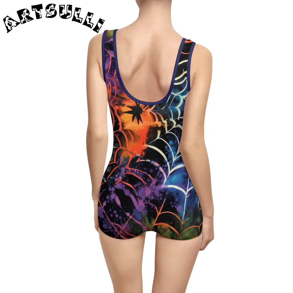 JAKKOUTTHEBXX Colorful Spider Web One-Piece Swimsuit 2025