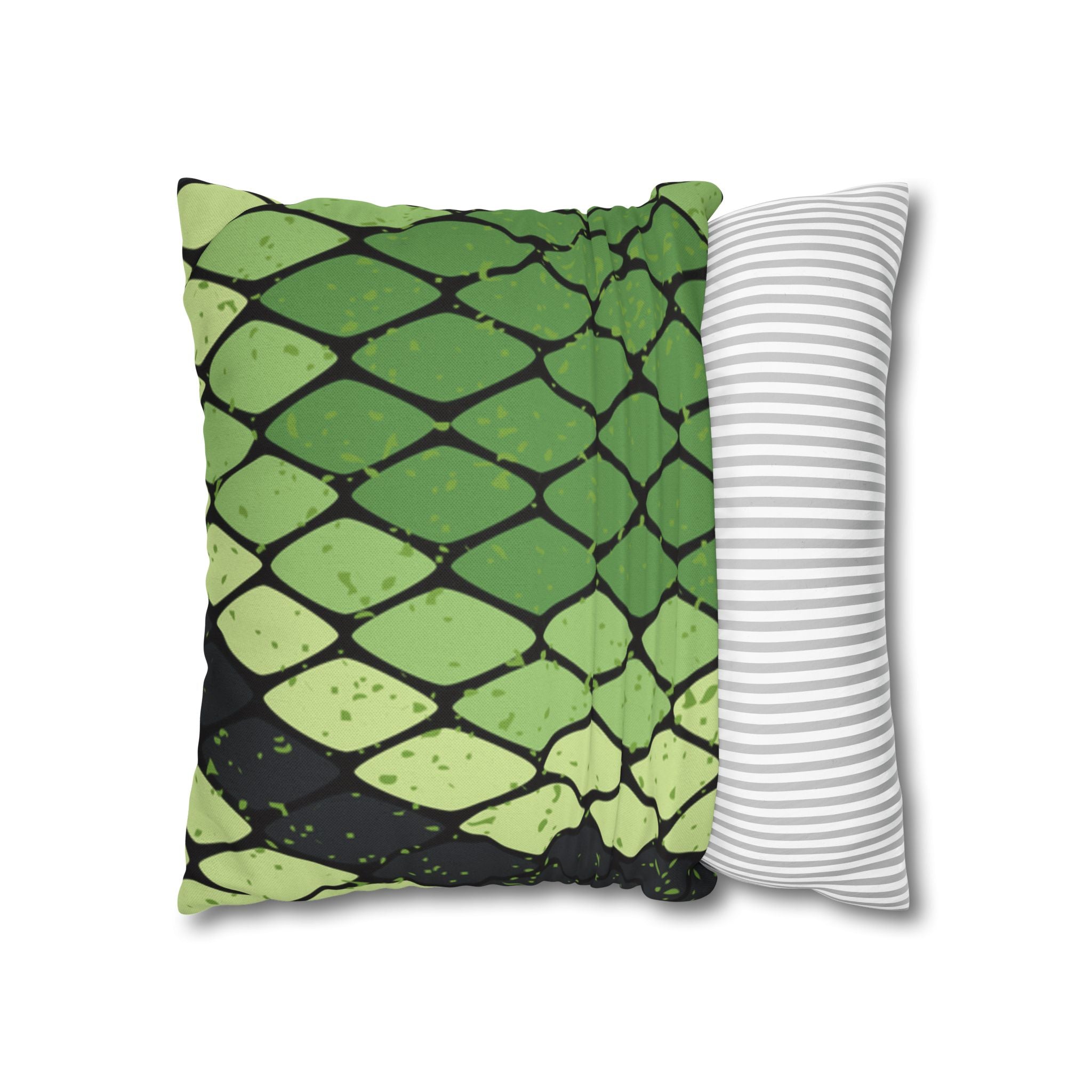 Snake Skin Green and Black Spun Polyester Square Pillowcase, Artsulli - Art is Long, Life is Short, Home Decor, , , , , , , 