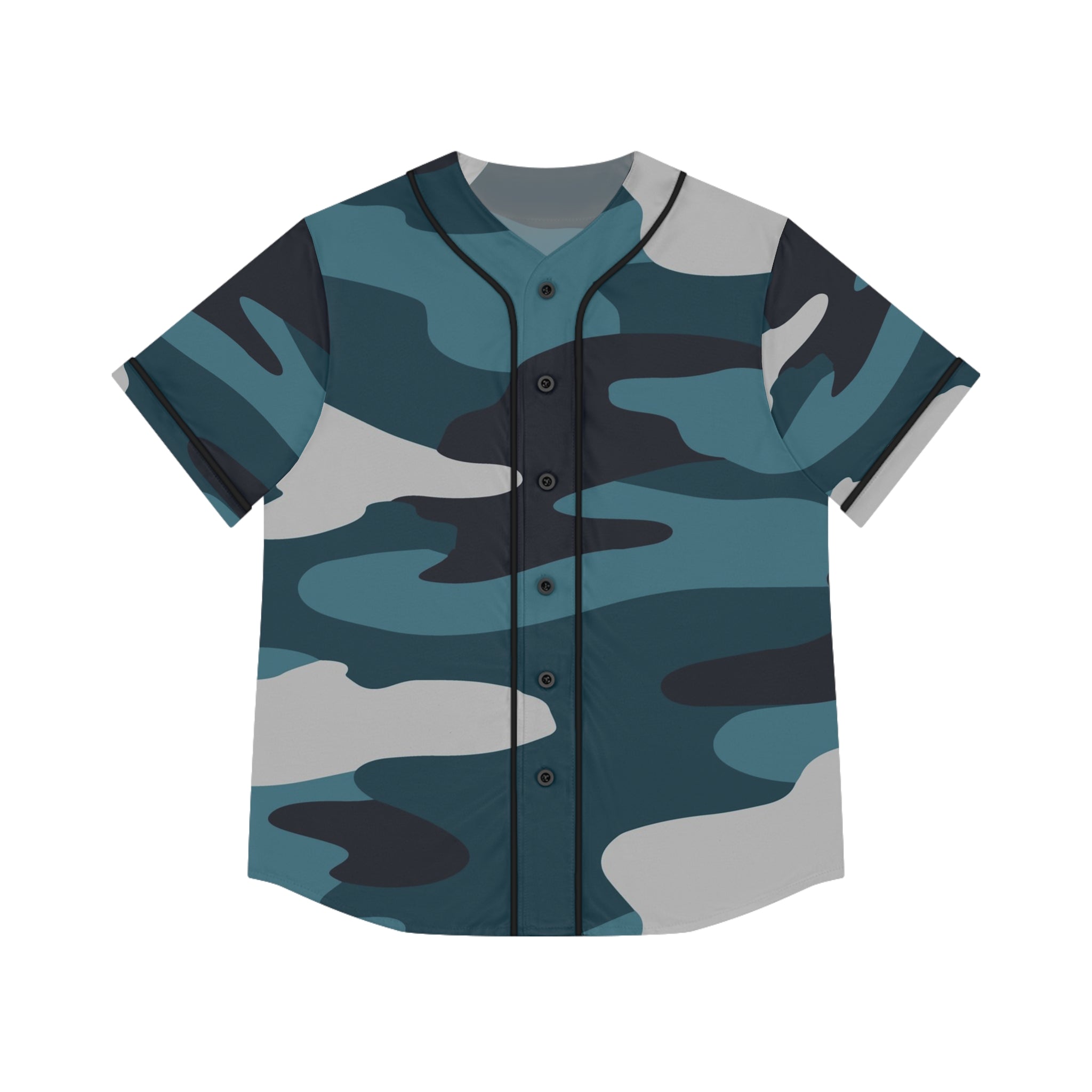 Blue Camouflage Women's Baseball Jersey (AOP), Artsulli - Art is Long, Life is Short, All Over Prints, Size, XS, Color, Black, , , 12314910890957