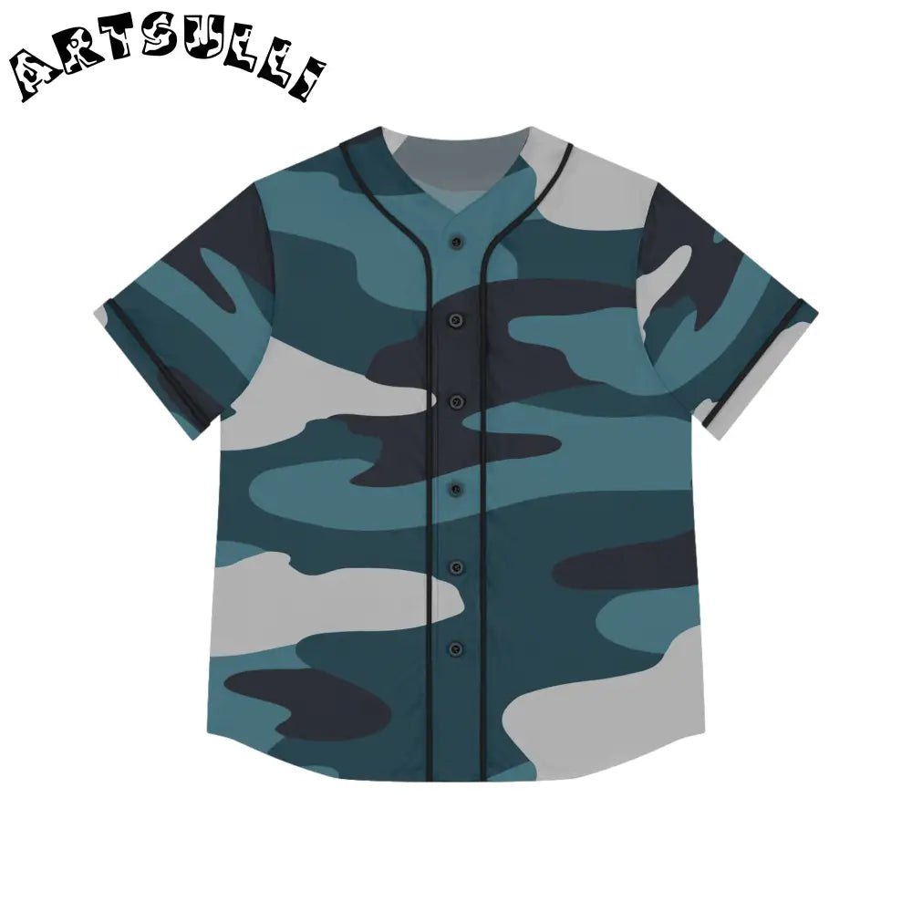 JAKKOUTTHEBXX Blue Camouflage Women’s Baseball Jersey (AOP)