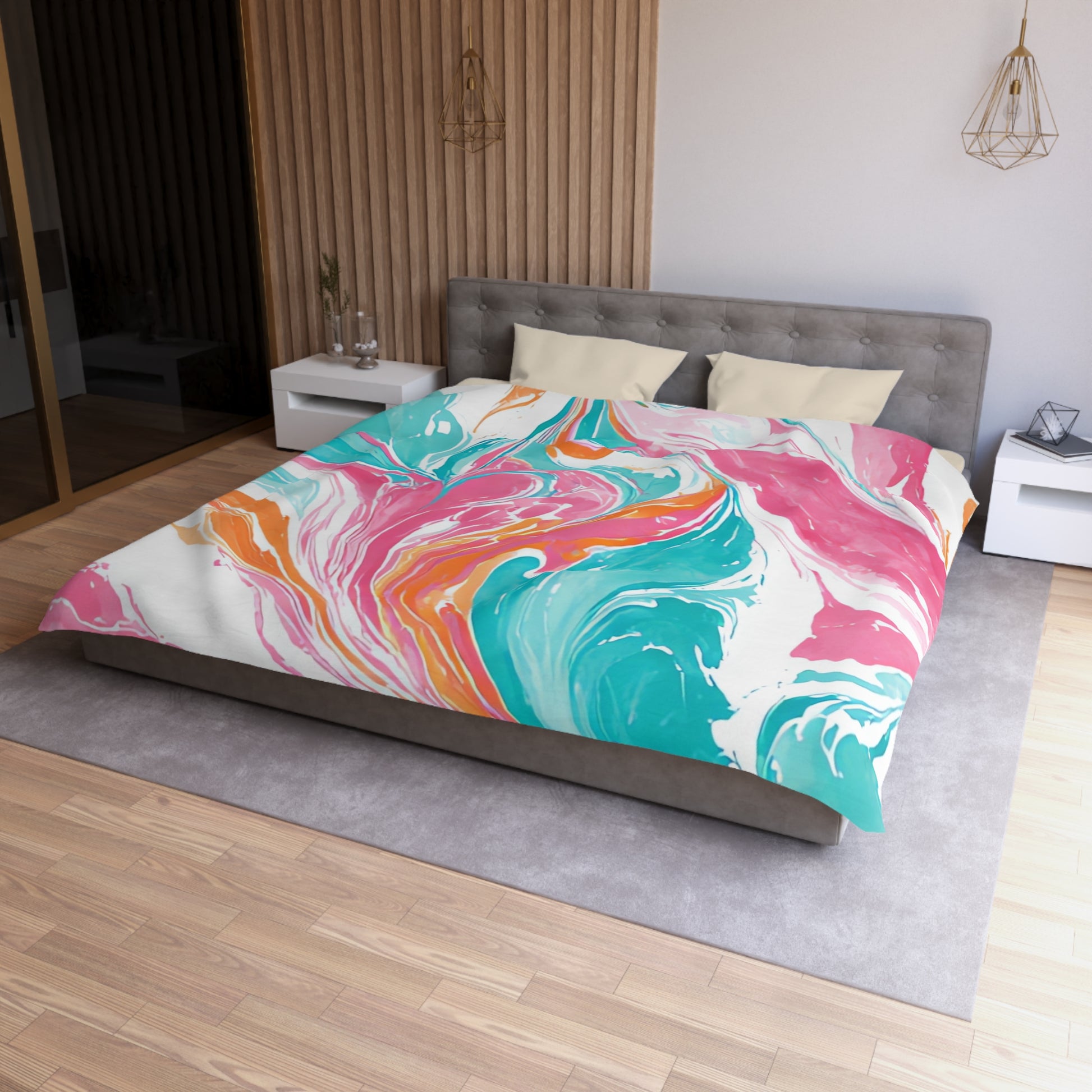 Liquid Pastel Spill Multi-Color Microfiber Duvet Cover, Artsulli - Art is Long, Life is Short, Home Decor, , , , , , , 