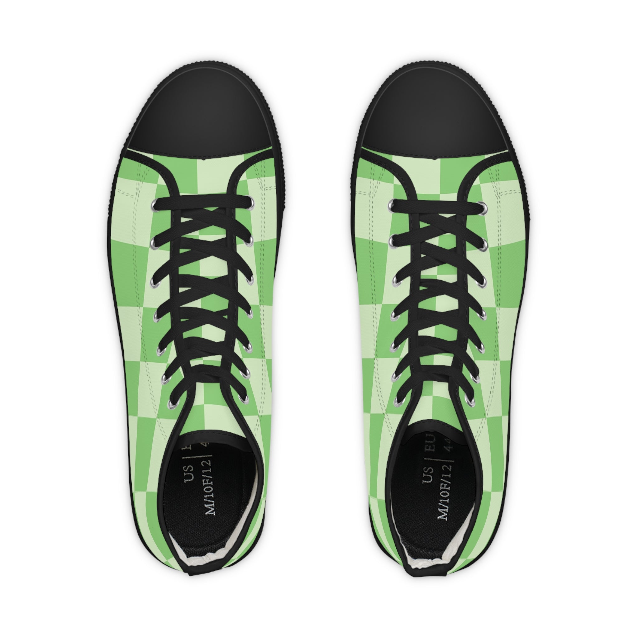 Checkerboard Green Men's High Top Sneakers, Artsulli - Art is Long, Life is Short, Shoes, , , , , , , 