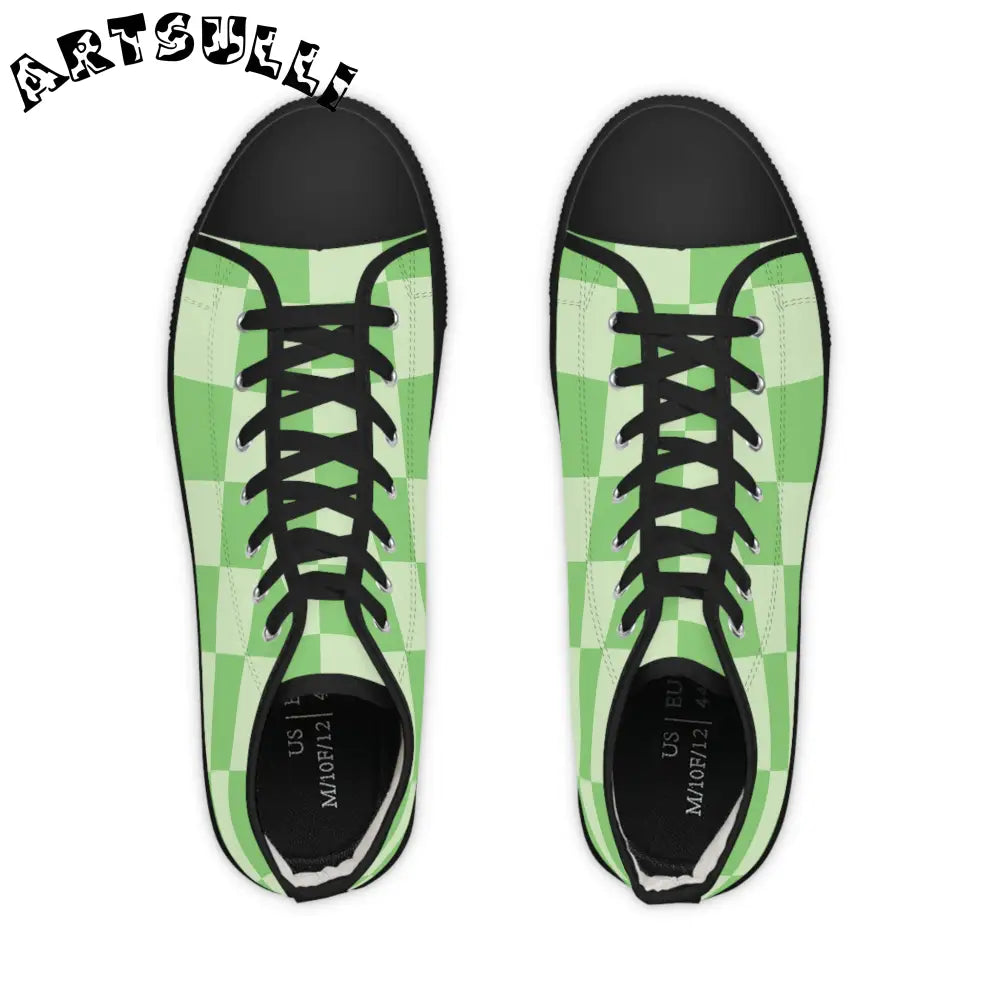 JAKKOUTTHEBXX Checkerboard Green Men’s High Top Sneakers